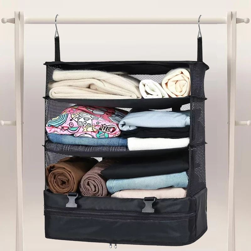 Portable Travel Box Storage Bag Large Capacity Multi-layer Clothing Hanging Bag Foldable Dormitory Wardrobe Hanging Bag