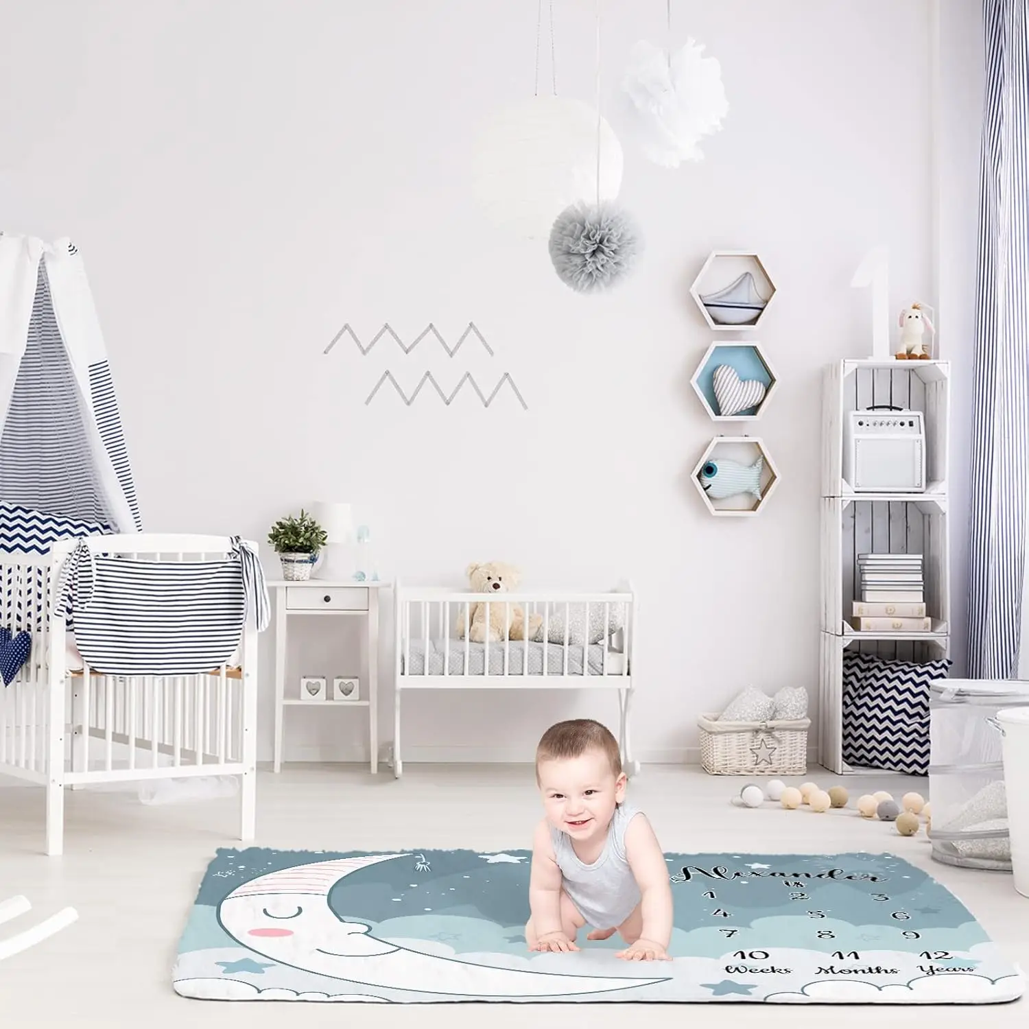 بطانية VIKAMA Baby لصور معلم 100 يوم، طباعة كرتونية، تقويم مخطط نمو حديثي الولادة، بطانية معلم شهرية