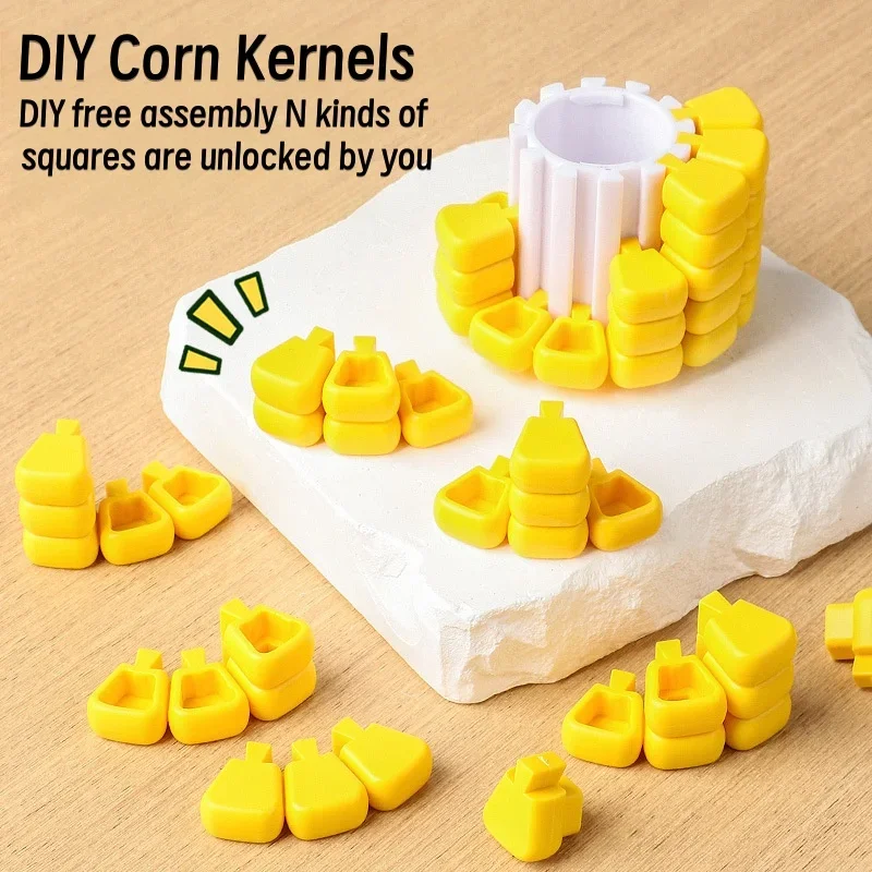 Schlüsselanhänger Mais-Puzzle DIY Kreatives Mais-Block-Handspielzeug Mini Entspannungs-Gehirntrainer Vielseitiges Intellektuelles Bausteinspielzeug – Detail 6