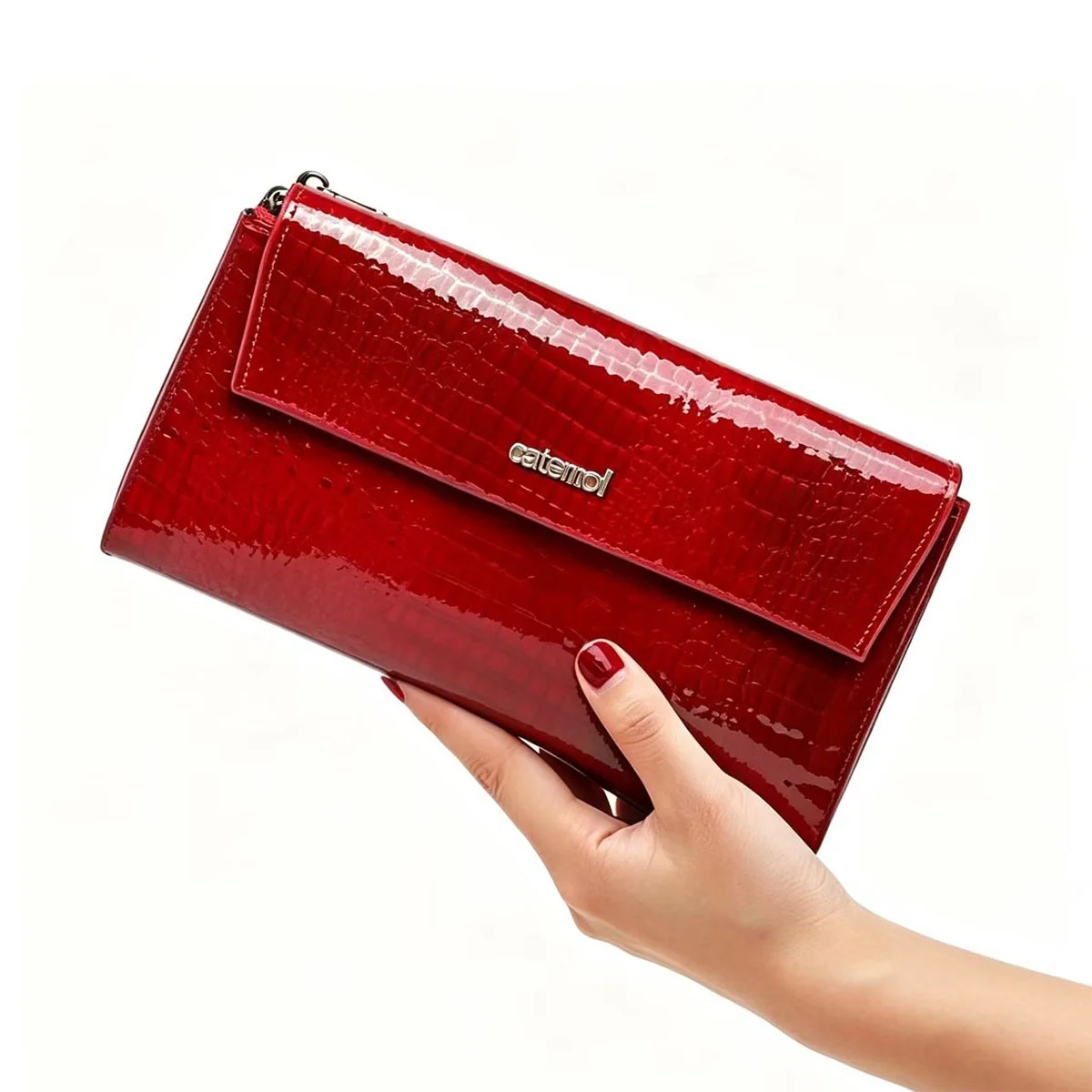 Magnetic Clasp Women Genuine Leather Purse 2026 New RFID Card Holder Wallet Alligator Pattern Large Capacity Clutch Bag