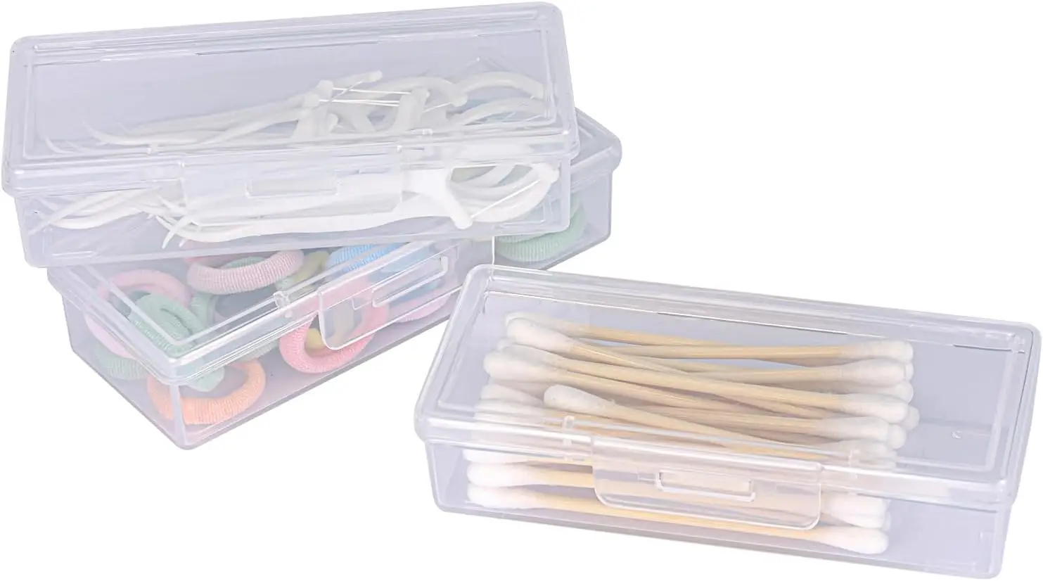 

3-Pack Travel Cotton Swab Holder with Dustproof Lid, Portable Storage Case for Dental Floss & Small Items