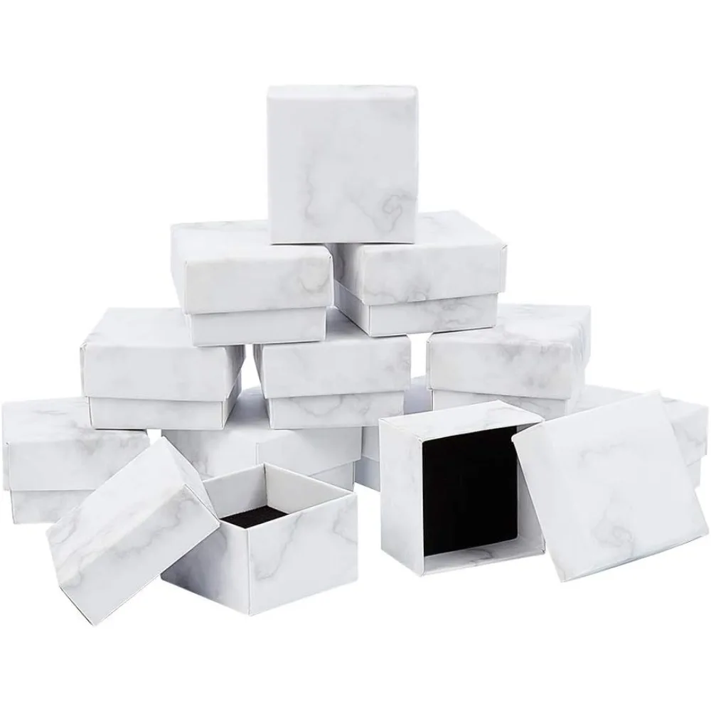 20pcs Small Square Kraft Ring Earring Box 2x2x1.2