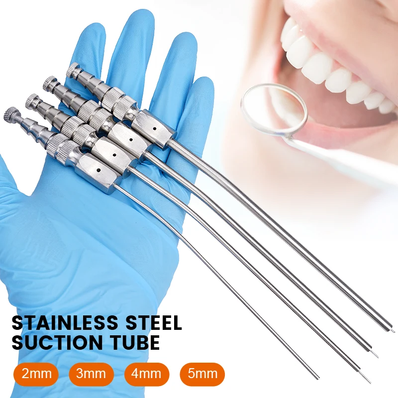 

1pc Dental Suction Tub Stainless Steel Sucker Pipettes 3mm/4mm/5mm Dental Medical Surgery Aspirator Tools Oral