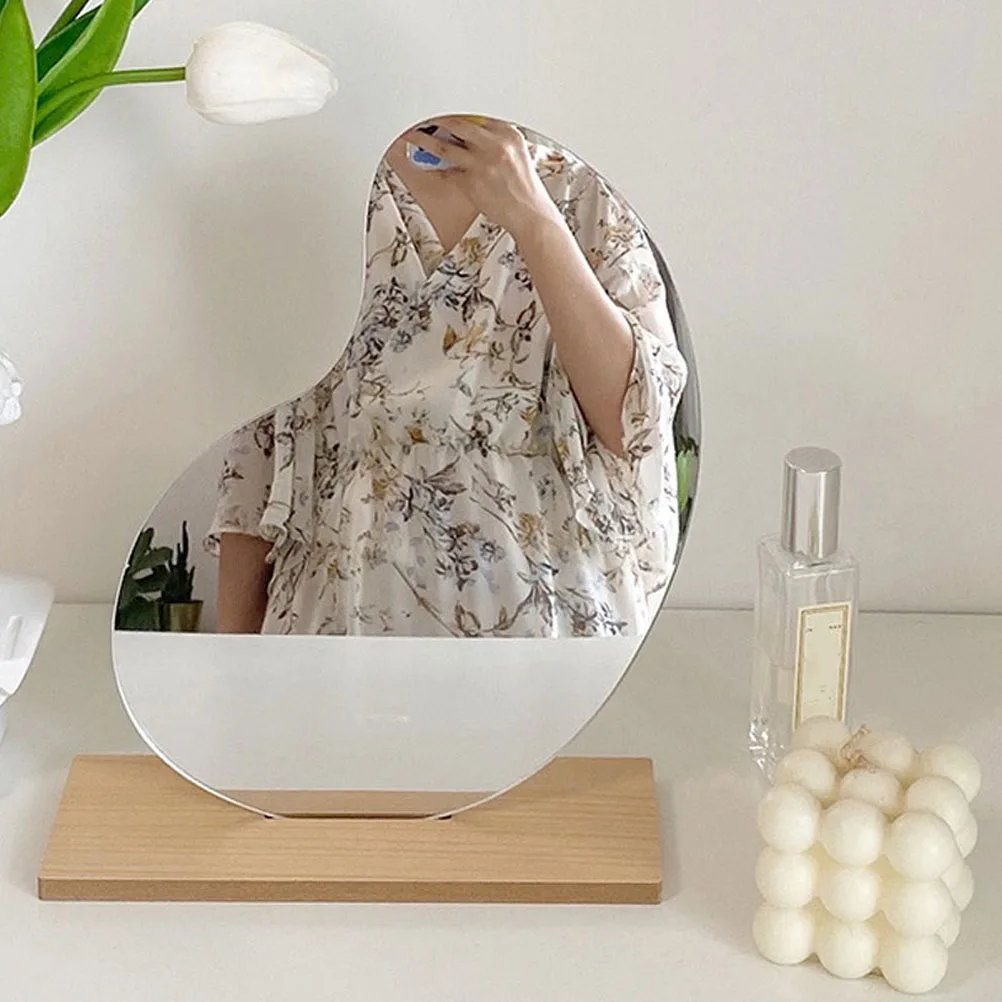 

Vanity Mirrors Wooden Women Makeup Dresser Irregular Acrylic Desktop Table Decor