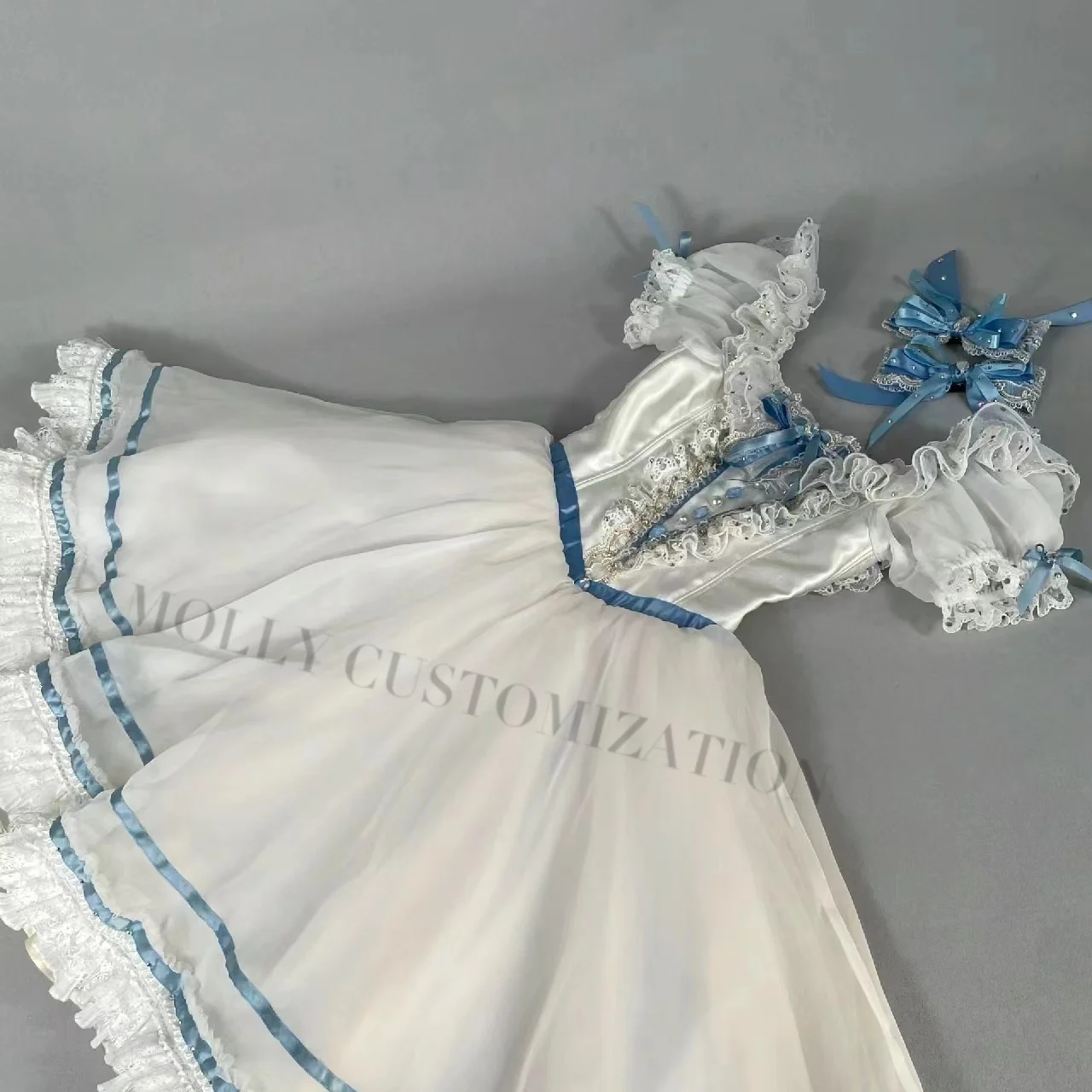 2024 New Clara White and Blue Irresistible Daughter Variation Diamond-encrusted Romantic Ballet Professional Performance Dress