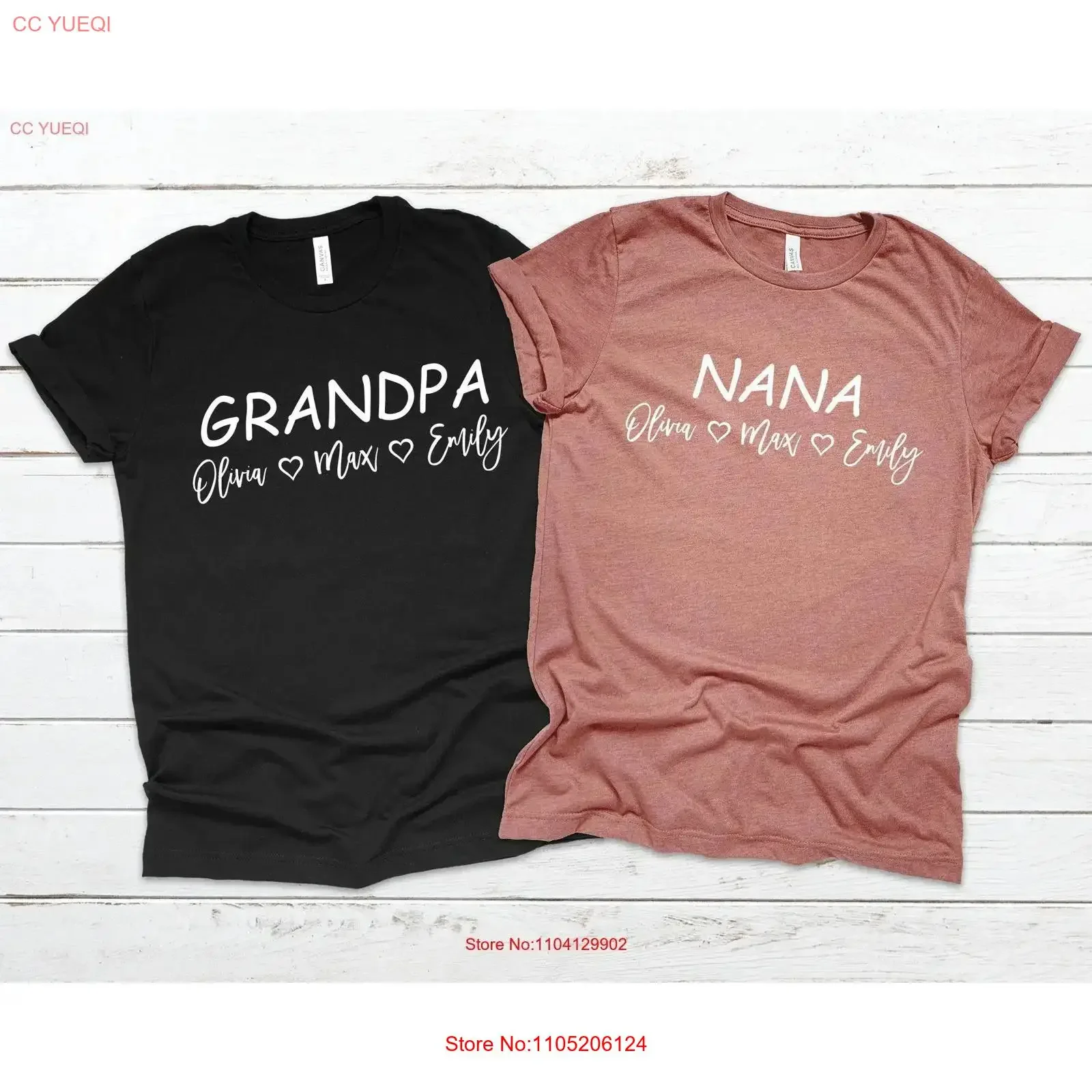 

Grandma Grandpa T Shirt With Grandkids Names Grandad Nana Great Grandparents customised Personalized vintage Washed Versatile