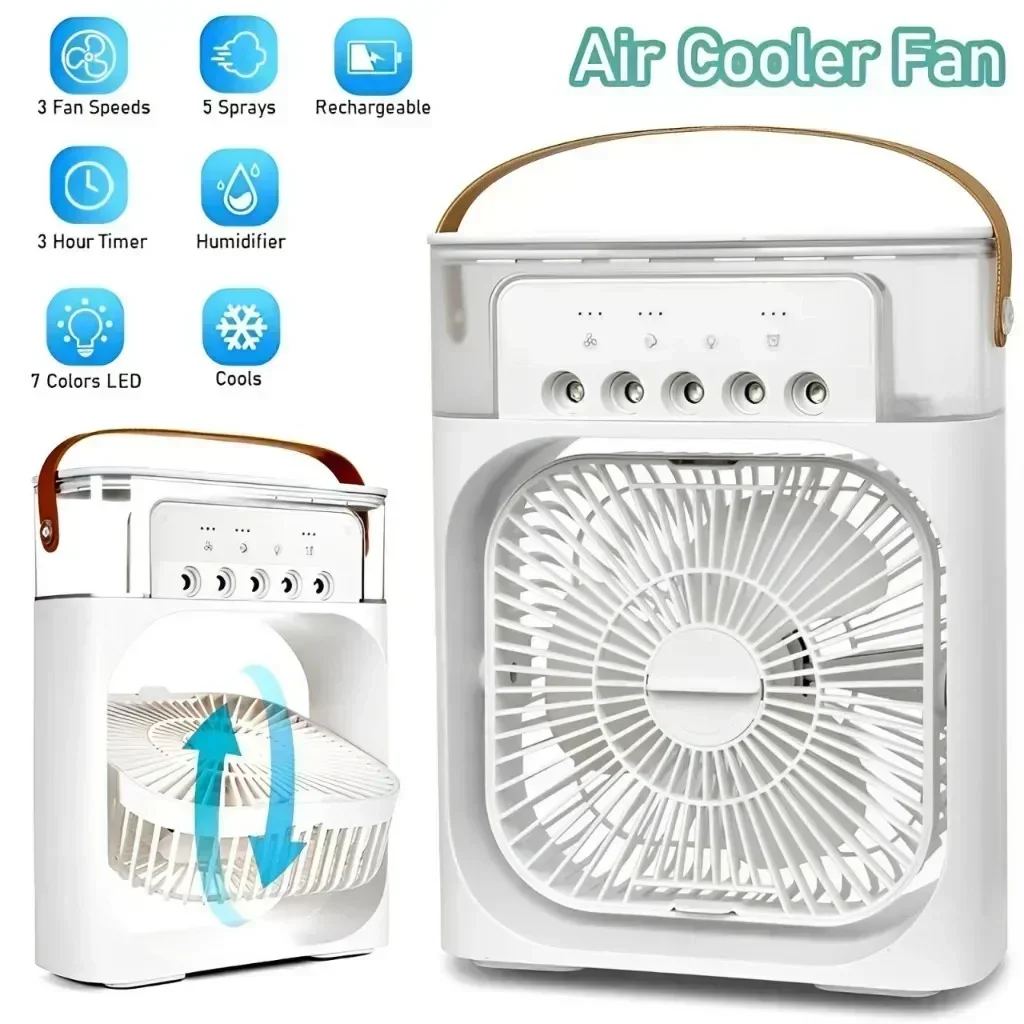 3 in 1 ventilatore condizionatore d'aria domestico piccolo dispositivo di raffreddamento dell'aria luce notturna a LED umidificatore portatile ventola di regolazione dell'aria ventilatore per ufficio casa nuovo