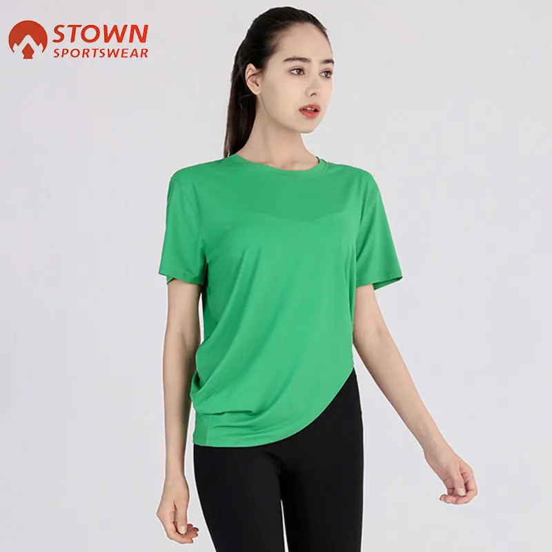 

Stown Yoga Shirt Women Activewear Womens Fitness Crop Gym Top 2022 Spring Summer Sport Crop Top Workout Shirts for Women