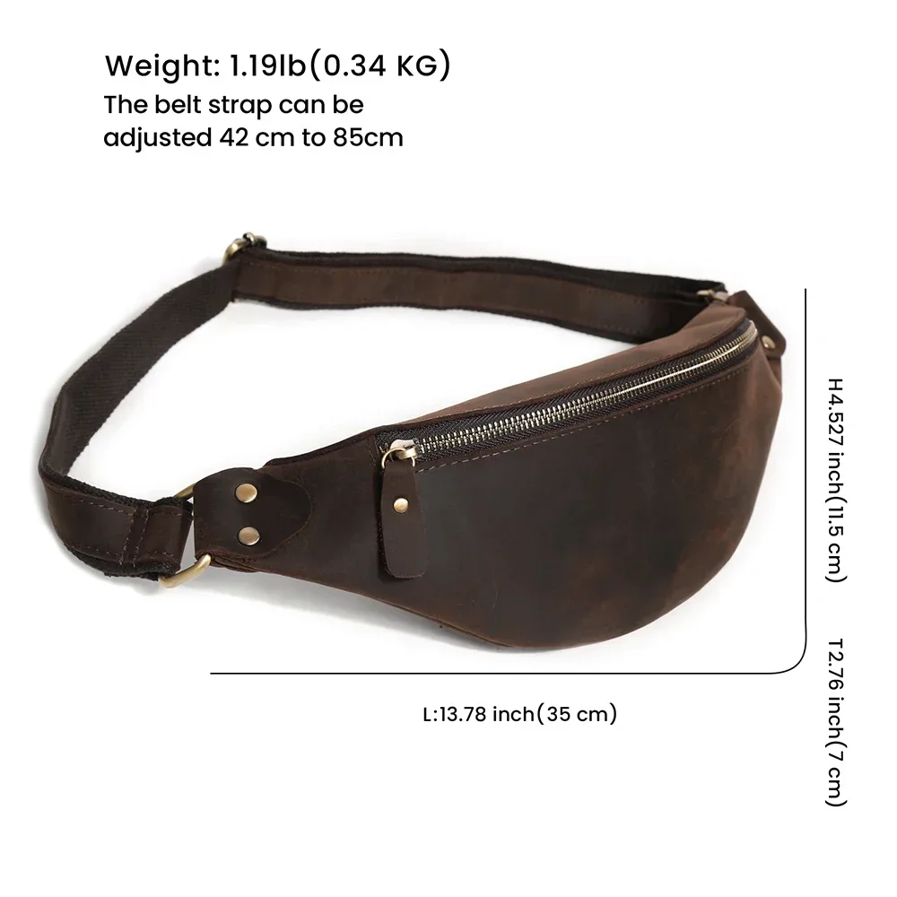 Men Waist Pack Genuine Cow Leather Fanny Packs for Men Vintage Phone Case Pouch Travel Male Chest Bag Crossed Men's Bags