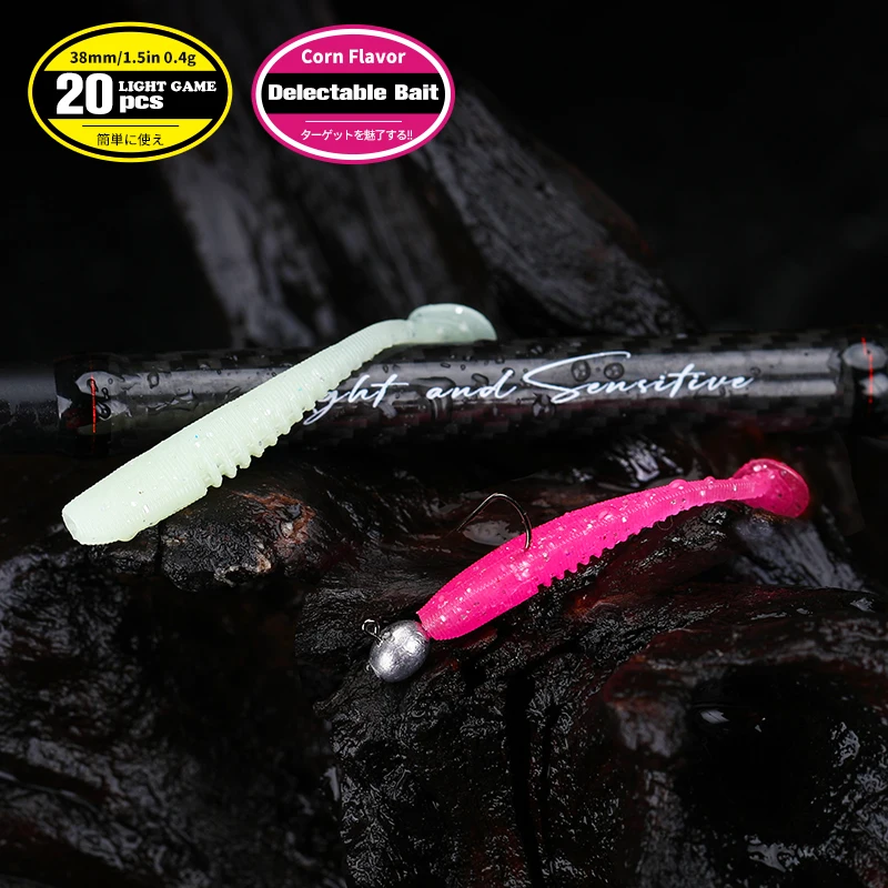 TSURINOYA-señuelo de pesca suave Flexible, 38mm, 0,4g, cola T, Wobbler, para Ajing Rockfish Bass Swimbait, cebo de silicona