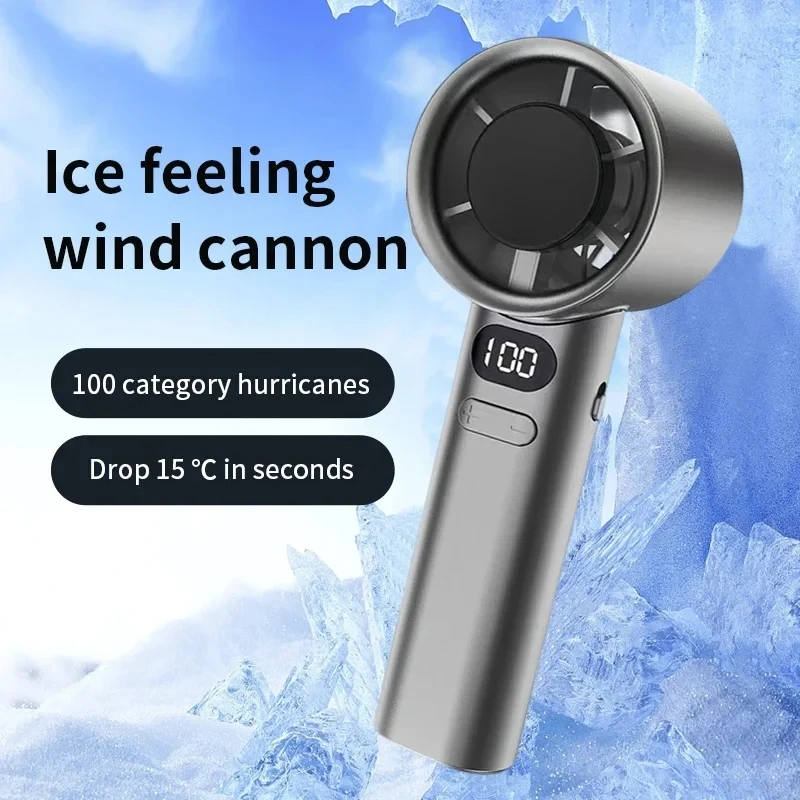 Portable Handheld Fan 120 Wind Speeds Mini Bladeless Hand Fan USB Rechargeable Highspeed Fans Camping Electric Fans Air Cooler