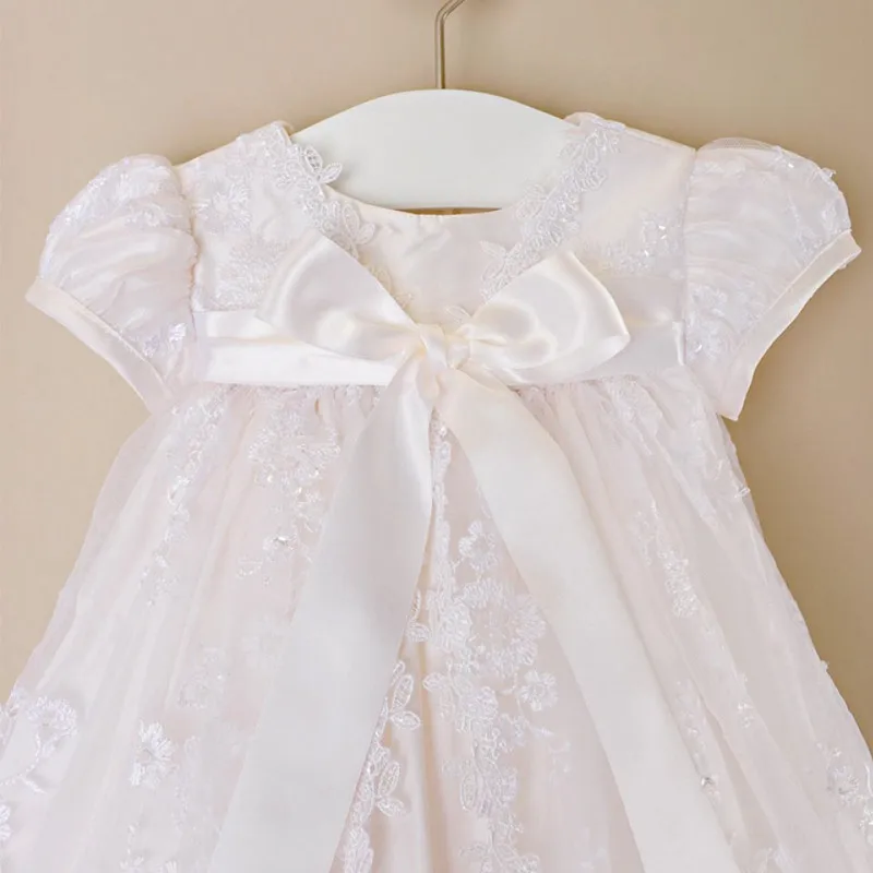 Baby Girls Dress Sleeve Kids First Birthday Ball Gown Infant Clothing for Baptism Bridesmaid Party 3-24 Months