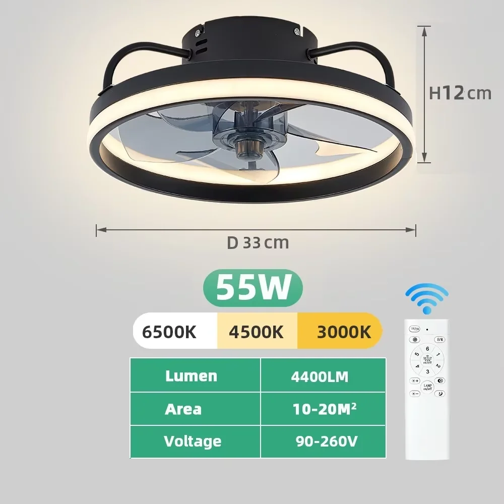 Slimme plafondventilatorlamp met afstandsbediening via app, dimbaar, elektrische ventilator, modern, stille led-plafondventilator met verlichting voor slaapkamer