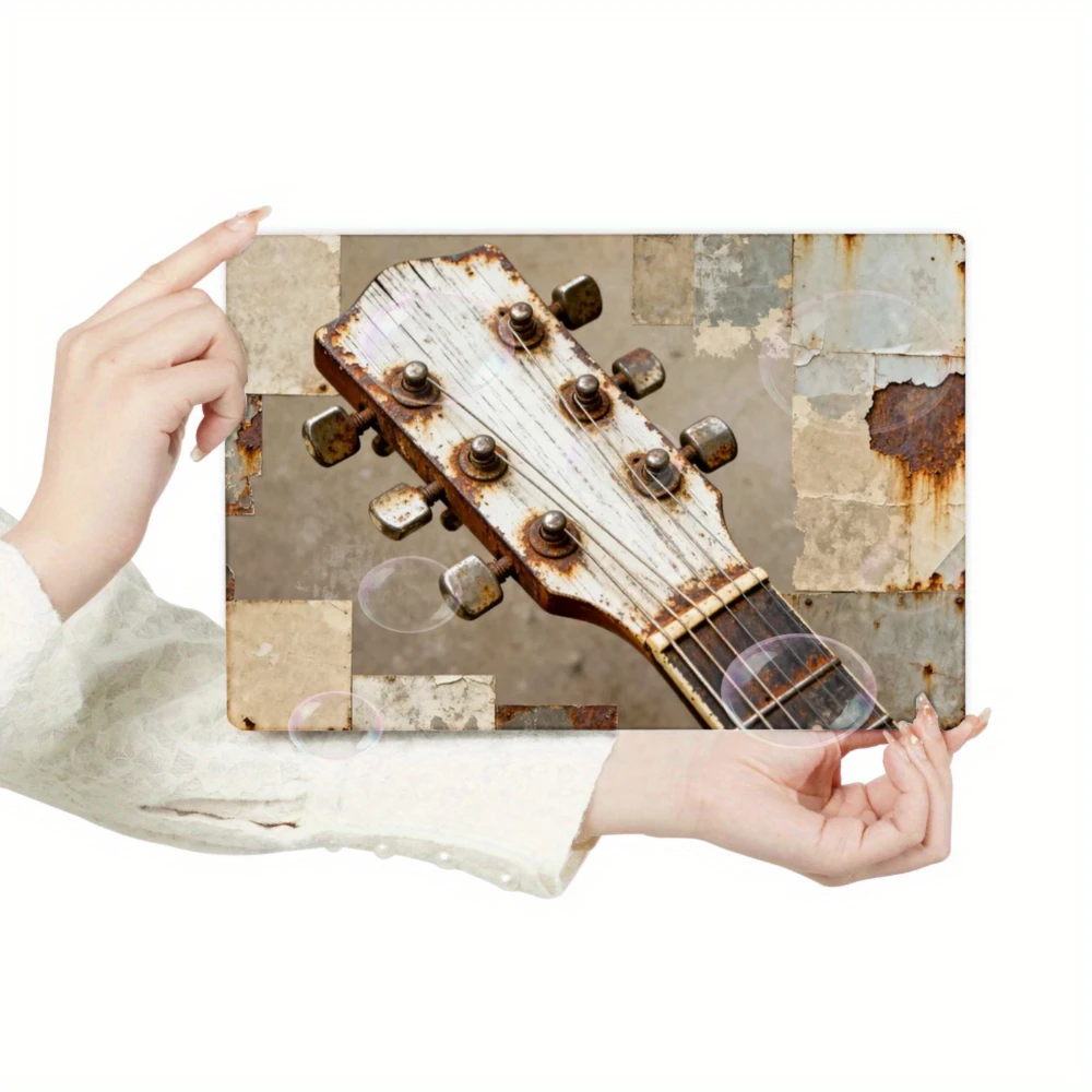 Retro metal decorative painting , 8x12 inches ,Home decoration, Christmas atmosphere, daily gifts, Guitar enthusiast