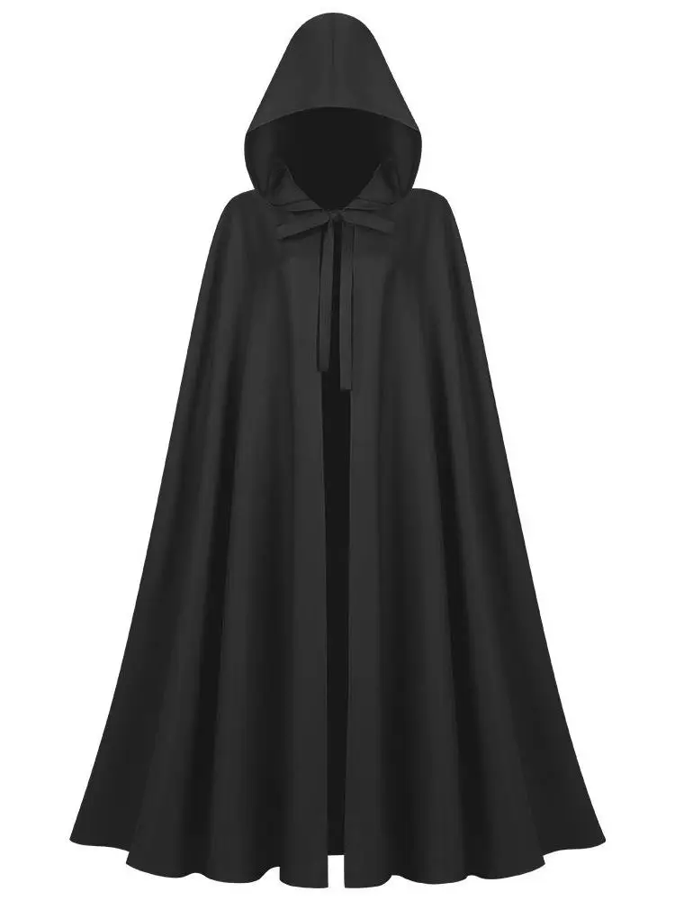Medieval Sle Hooded Robe loween Wizard Monk Cloak Women's Ethnic Costume Stage Performance Traditional Chinese Winter Fa...