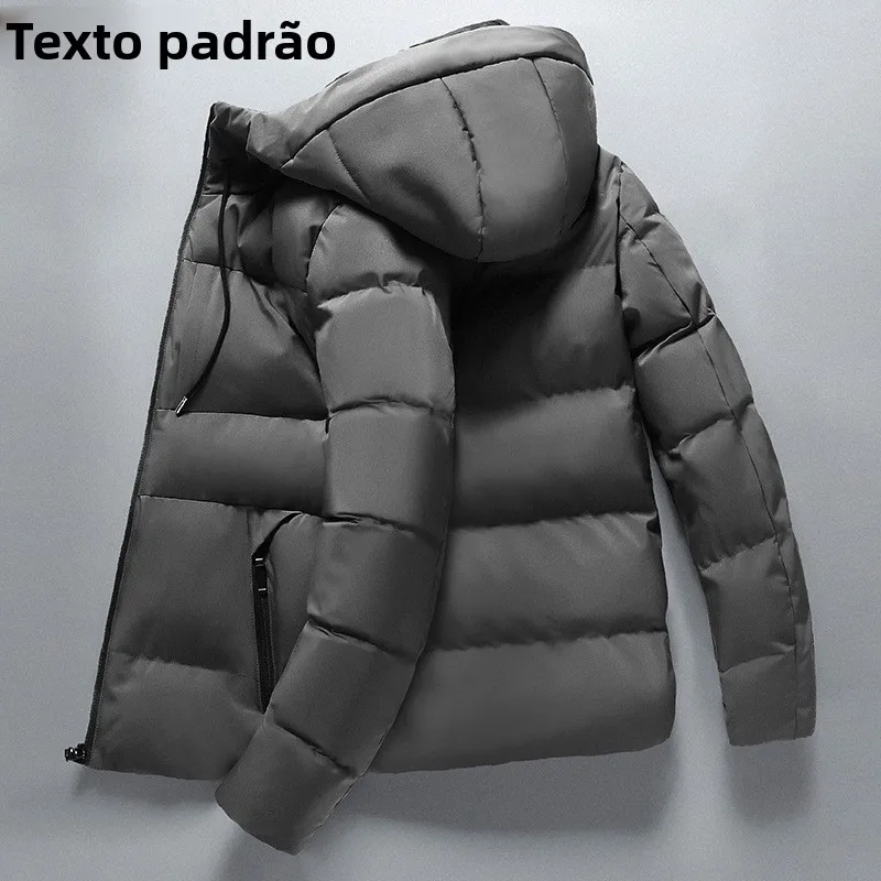 Jaqueta de Aodão com Capuz para Homens, Aquecida e Casual, Moda Versátil, Tecido de Fibra de Poliéster Revestido