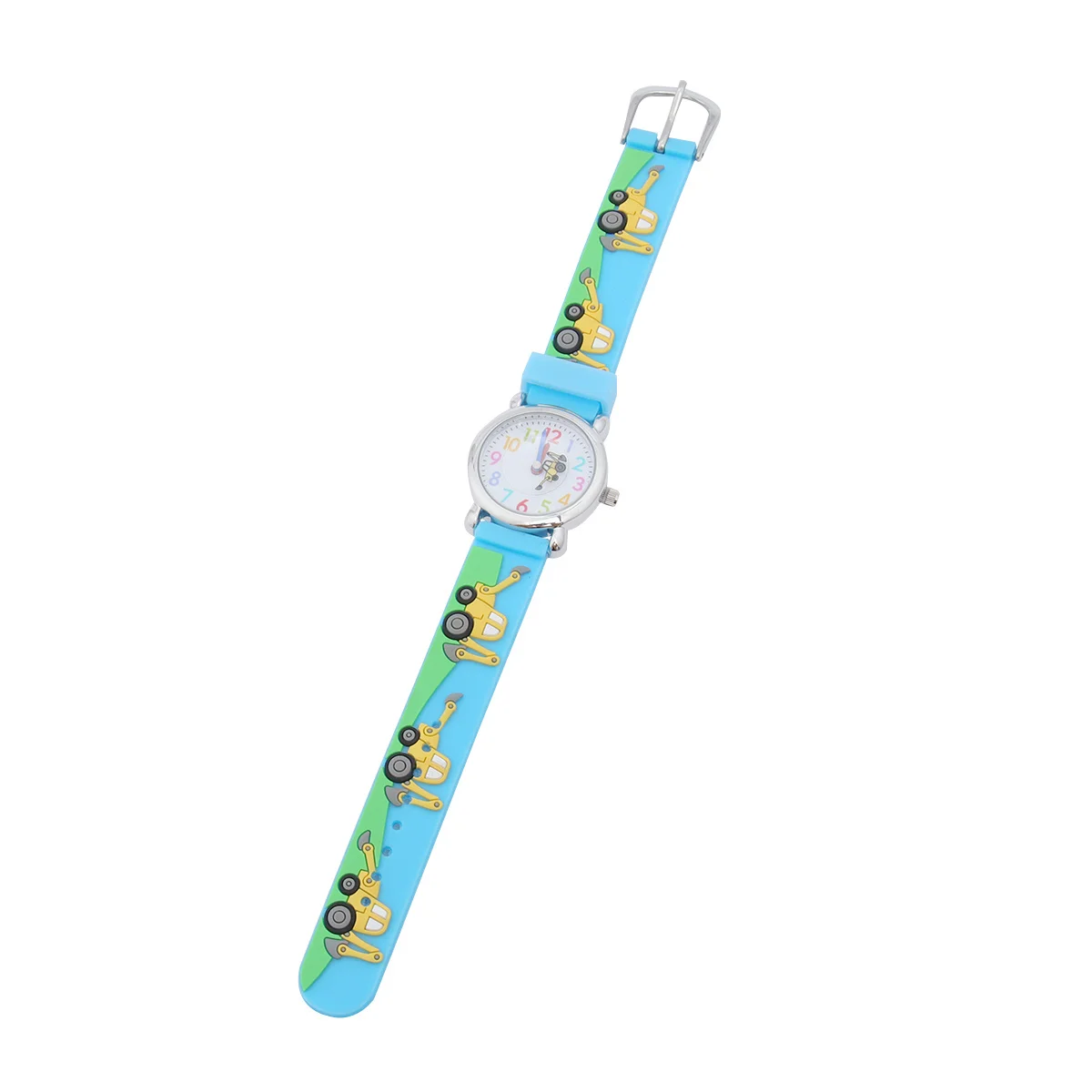 Creative Cartoon Engineering Vehicle Watch Blue Waterproof Quartz Durable Safe Premium Material Precise Timekeeping
