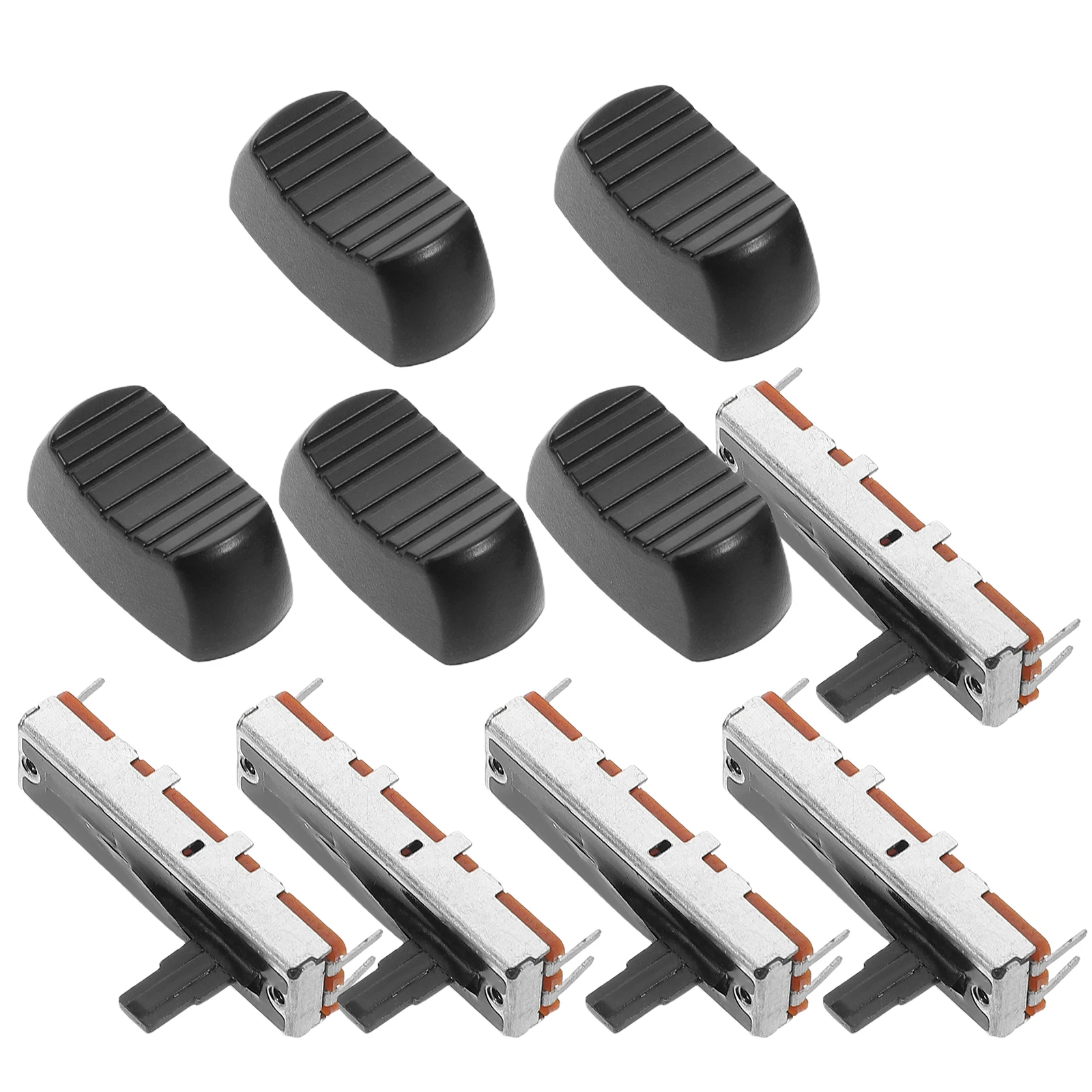 

5 set 35MM Mixer Knobs Sets Single Channel Sliding Potentiometer Console Mixer Slider Knob Cap Replacement Black