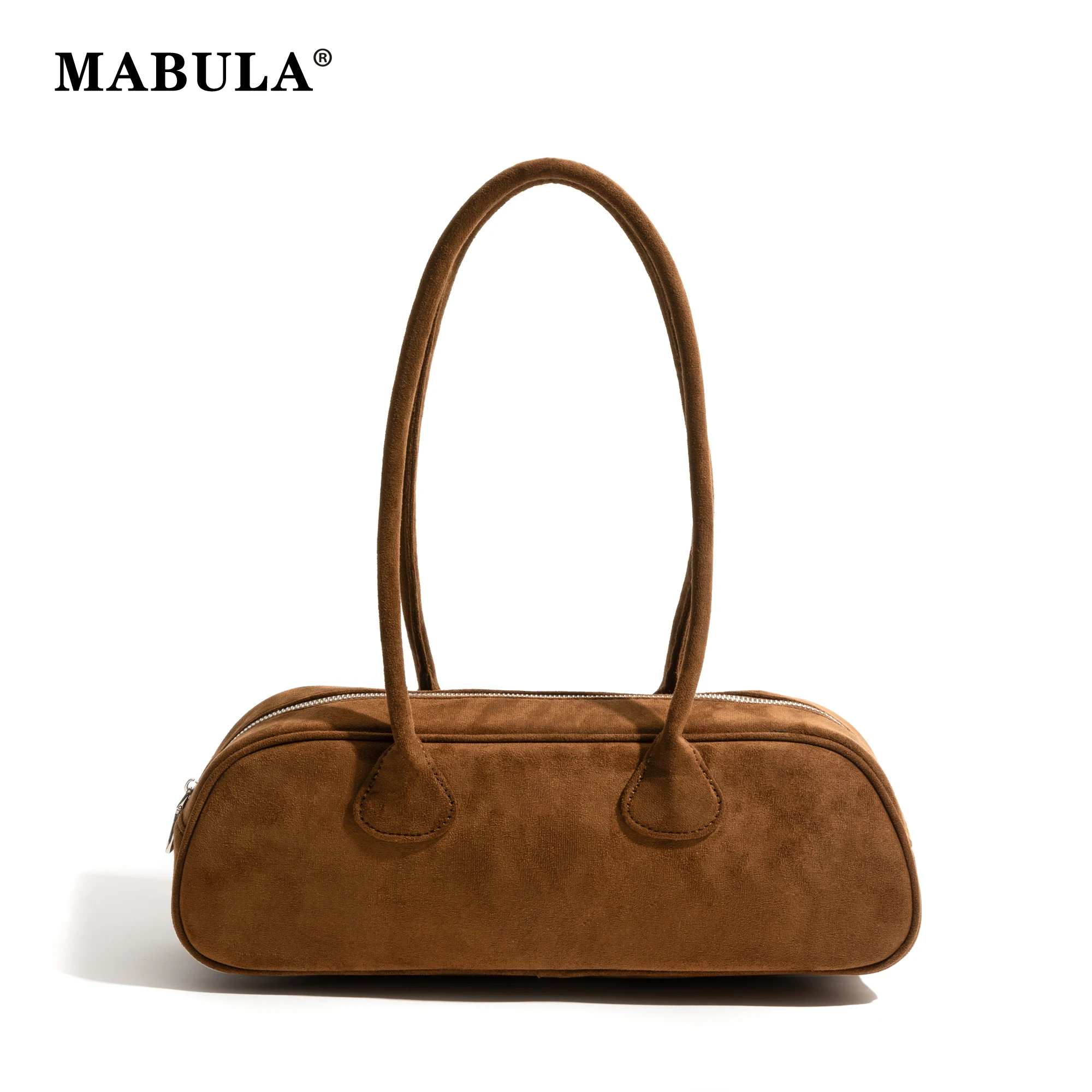 MABULA Women's Underarm Handbag Vintage Faux Suede Solid Color Luxury Design Stylish Phone Bag Bohemian Ladies Shoulder Purse