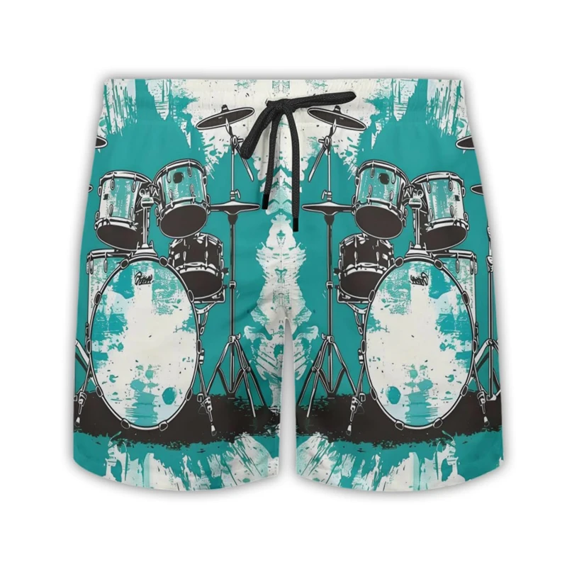 Drum Lover Short Pants For Men Clothes Musical Instrument Hawaii Mens Swim Short Beach Shorts Hip Hop Band Trunks Male Bermudas