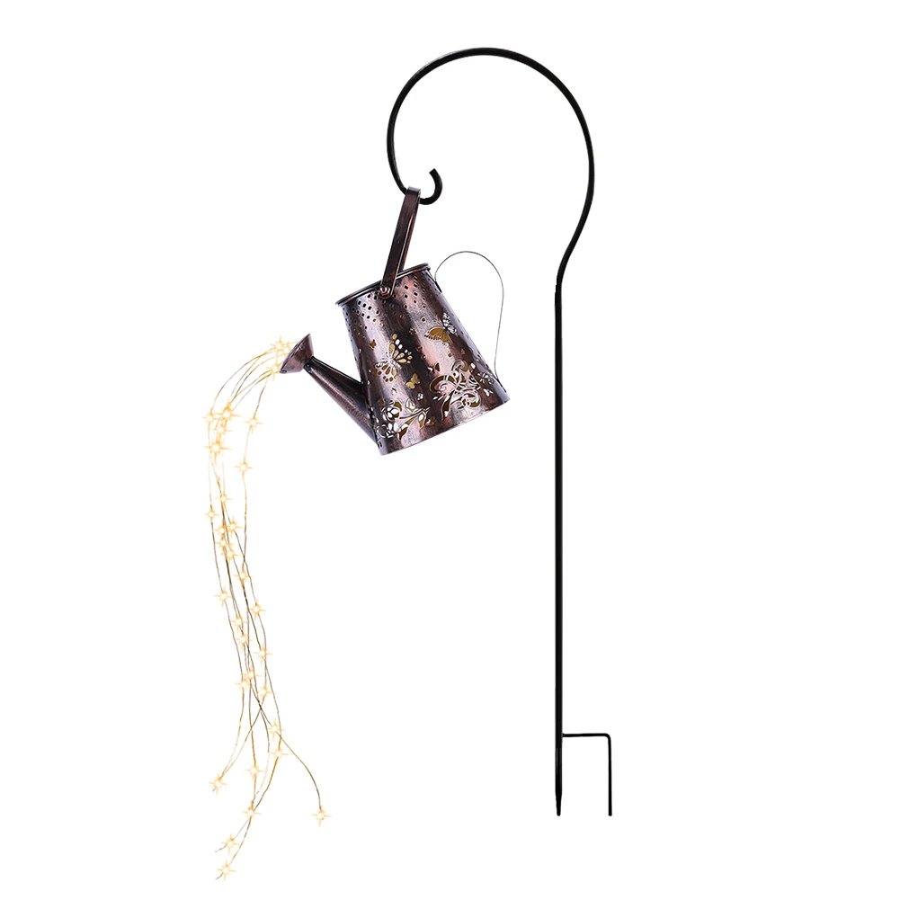 

80cm Solar LED Watering Can Lamp Hanging Bracket Stand Garden Pathway Courtyard Lantern Decorative Accessories