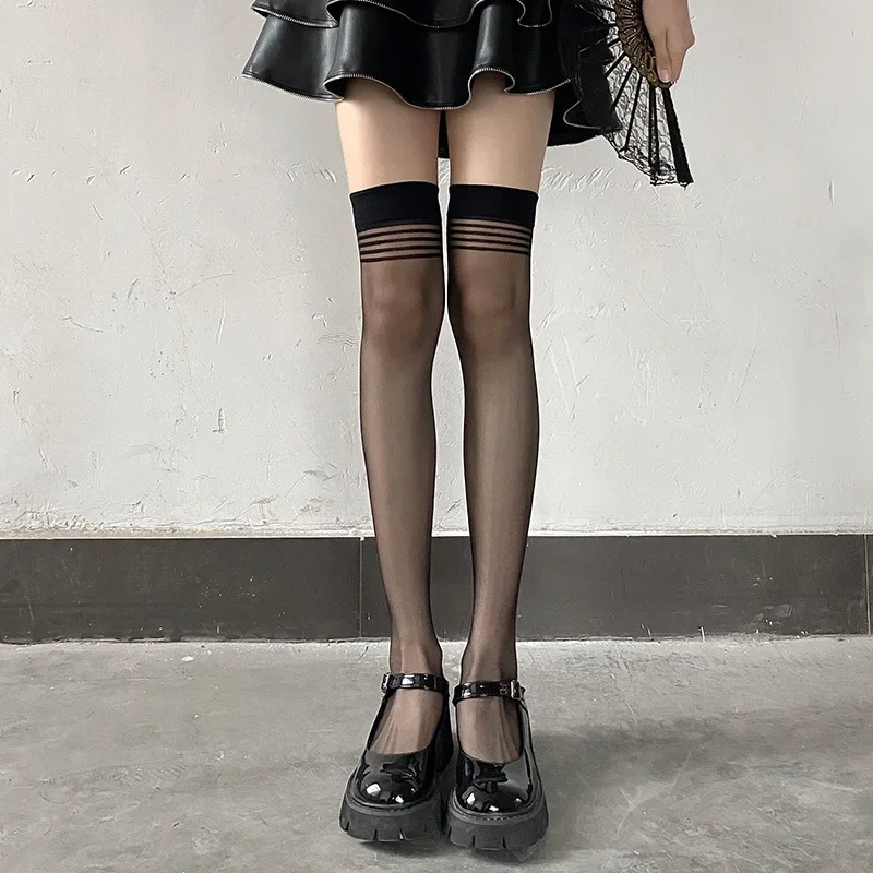 여성 섹시 Fishnet 스타킹 여름 울트라 얇은 바디 스타킹 허벅지 무릎 나일론 긴 양말 양말 로리타 스타킹