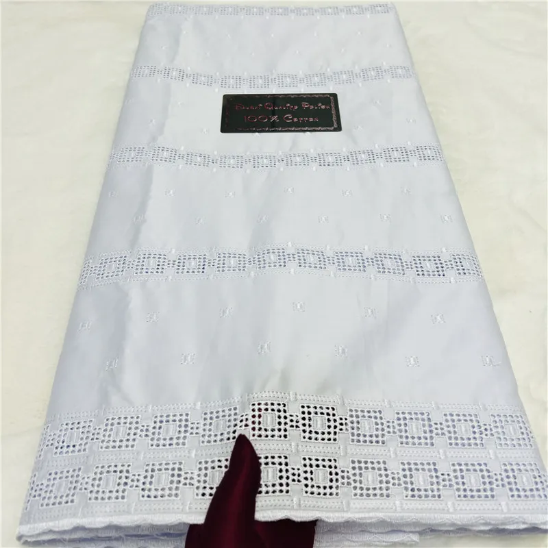 5 Yards Nigerian 100% Cotton Polish Satin Embroidery Fabric High Quality Swiss Voile Lace Material For Men Dubai Style 14L36704