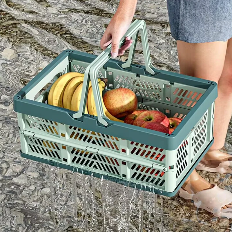 Nowy Kosz Piknikowy Outdoorowy Pogrubiony Składany Kosz Składany Kosz do Przechowywania Garaż Dom Ogród Plastikowy Przenośny Kosz Kempingowy