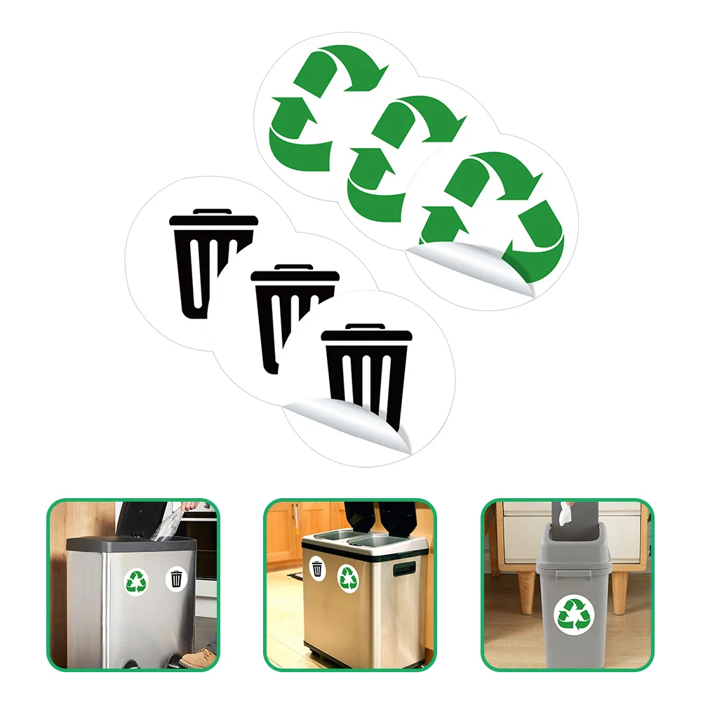 3 sets PVC prullenbak recycling stickers afvalclassificatie etiketten voor bakken containers deksel gemakkelijk te gebruiken waterdicht