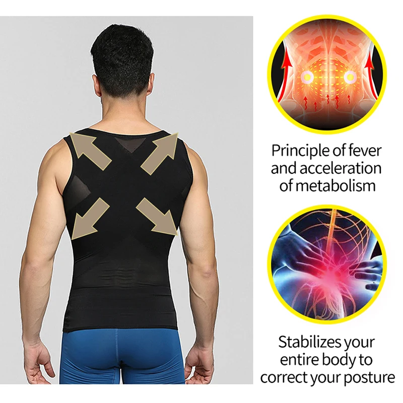 Men\'s Slimming Shaper Posture Vest Abdomen Reducing Gynecomastia Compression Body Modeling Shapewear Chest Tummy Shirt Corset