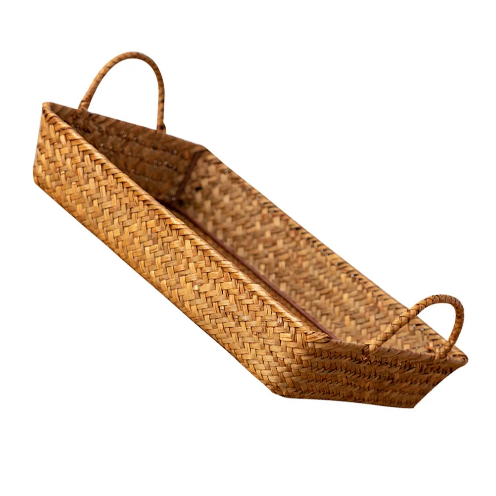 

1Pcs Sturdy Woven Basket Yellow Decorative Snack Storage Container Fresh Rustic Look Household Organizer for Sundries Fruit