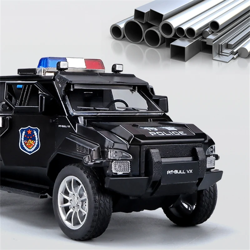 1:24 Alloy Refit American Armored Car Model Diecast Metal Toy Police Anti-Terrorist Explosion Proof Car Vehicles Model Kids Gift