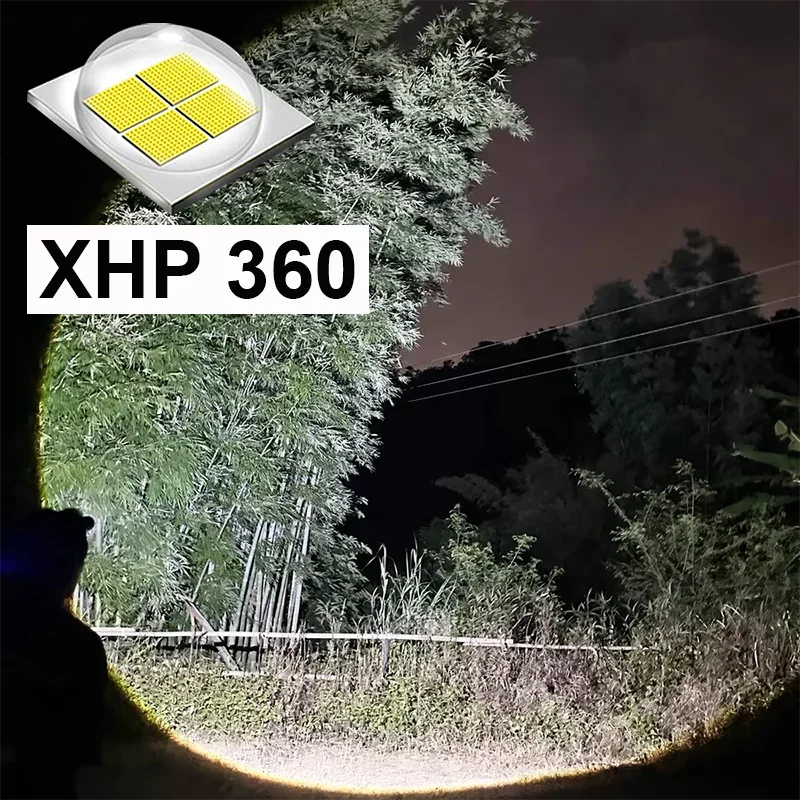 5000000LM Ultra Bright Headlamp XHP360 Rechargeable LED Front Lamp Long Range Head Flashlight Waterproof Outdoor Fishing Light
