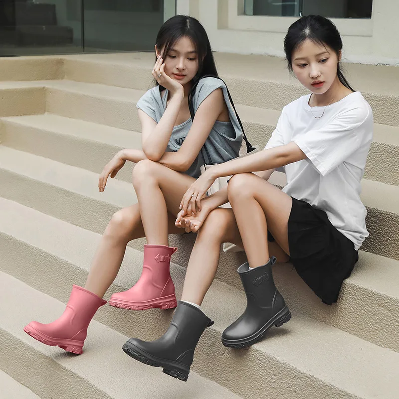 Nuevas Botas de Lluvia de Media Pantorrilla para Mujer, Antideslizantes, para Trabajo al Aire Libre, Impermeables, Cubre Zapa...