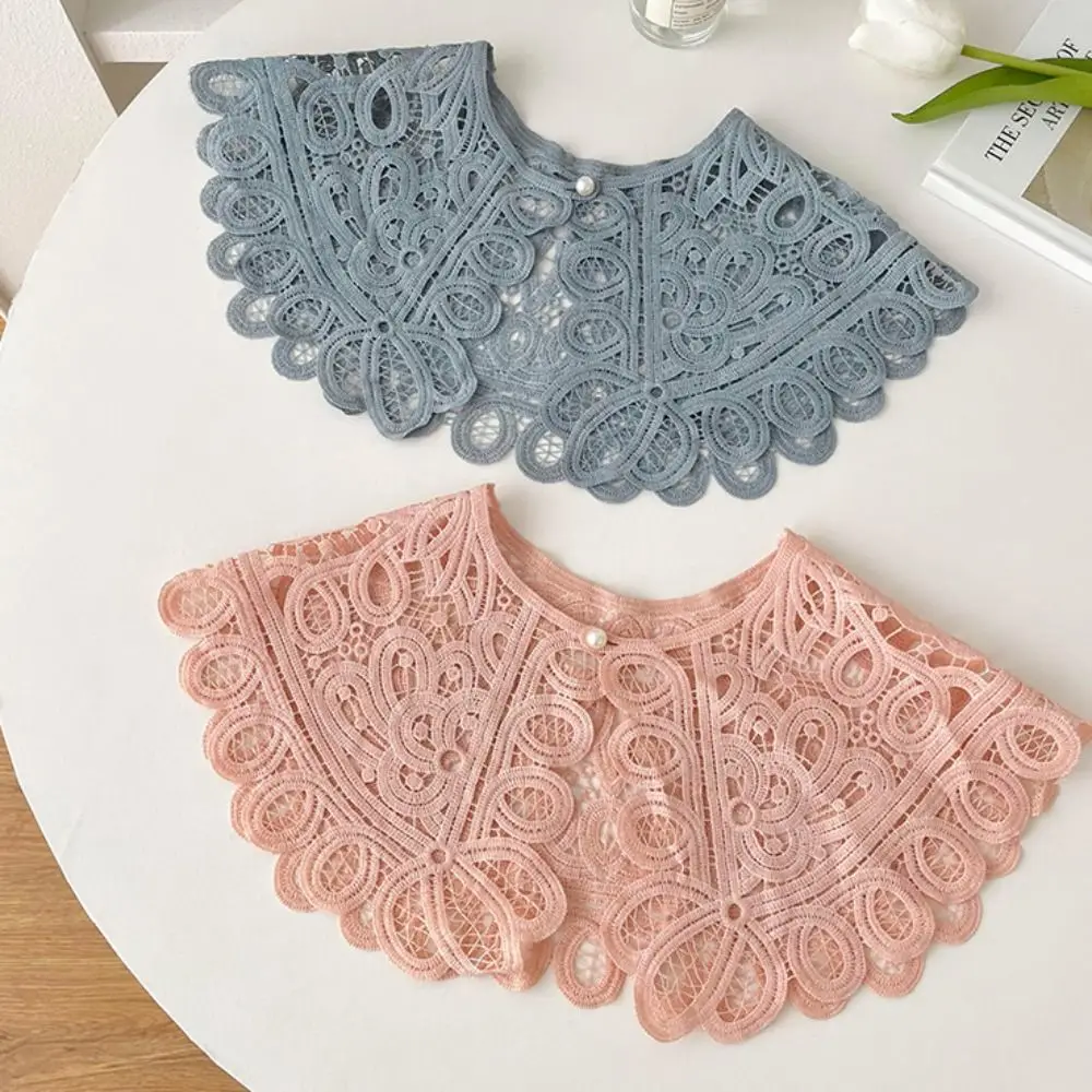 Doll Collar Lace Fake Collar Dress Decorative Shoulder Detachable Decoration Shirt Collar Round Neck Pearl Knitted Shawl