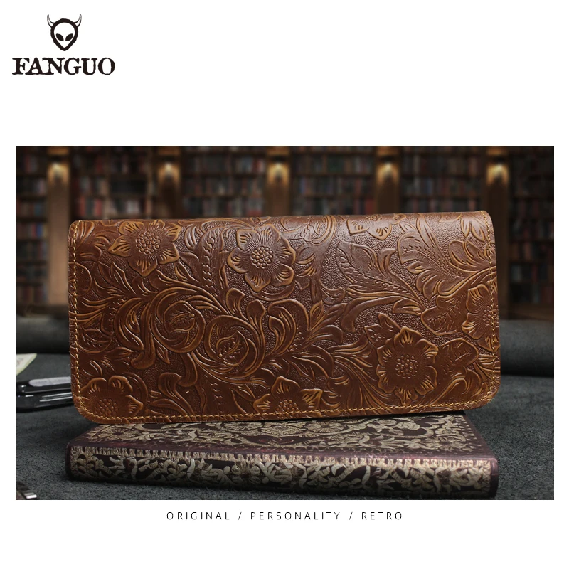 Men Genuine Leather Wallet Men Zipper Coin Purse Vintage Long Men Wallets Card Holder Clutch Wallet Bag For Male Handbag