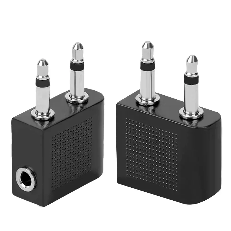 Gold-plating Nickel-plating 3way 3.5mm Dual Male Plug to Female Jack for Airline Travel Audio Earphone Headphone Converter