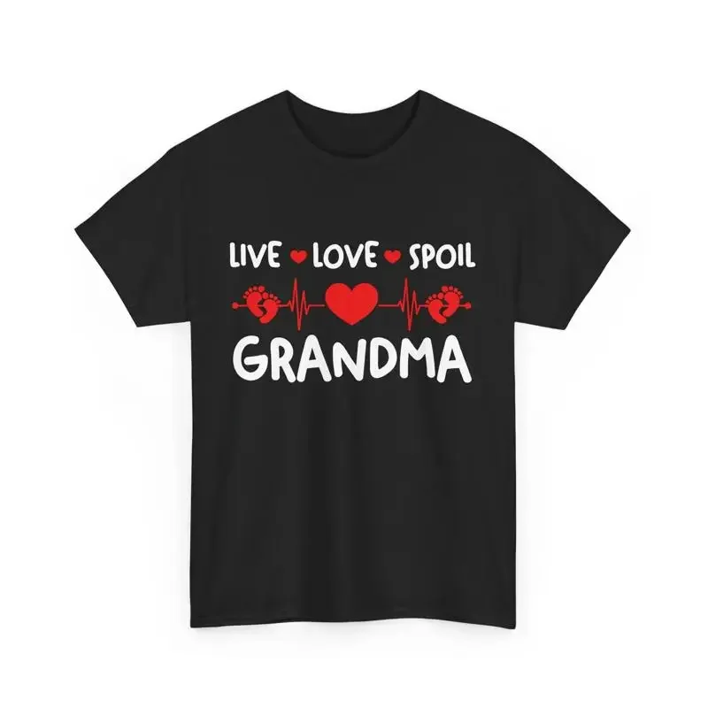 Moms Day Family Matching Live Love Spoil Grandma Heartbeat T shirt