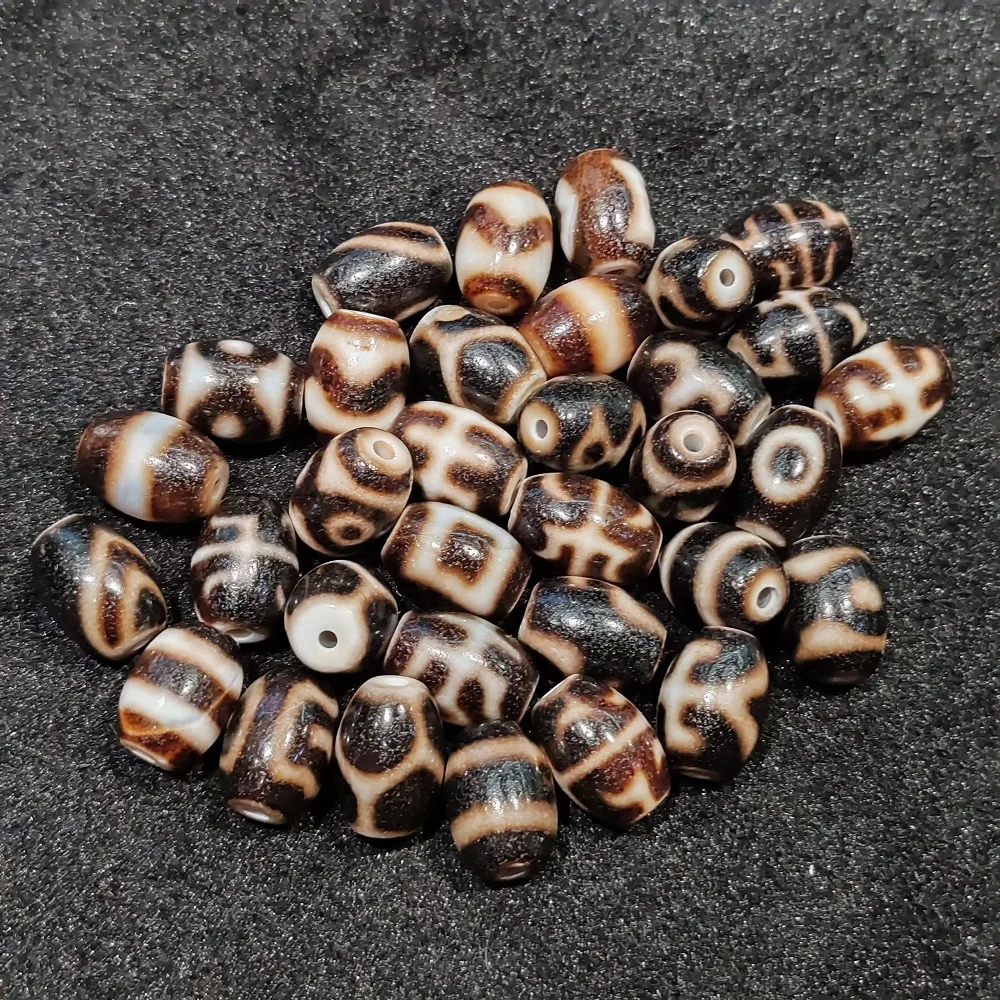 50 pcs Taiwan Black Gold Penetrating Weathering Small Daluo Agate Bead Necklace Pendant Bracelet DIY Accessories Dzi