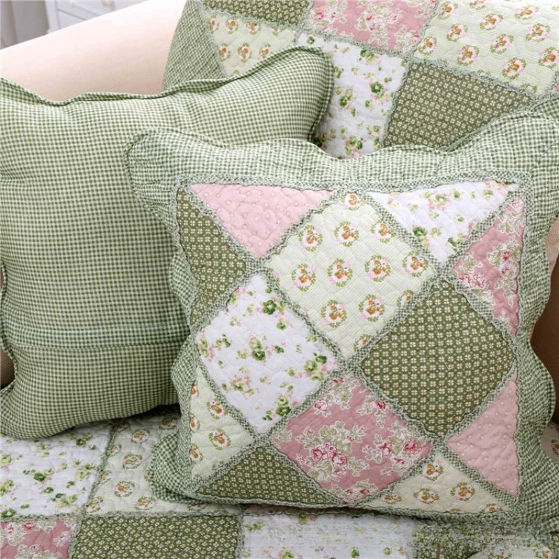 Countryside Fresh Small Floral Pillow Cover Cotton Art Breathable Sofa Cushion Cover Bed Pillow Cover Home Office Sofa Decor