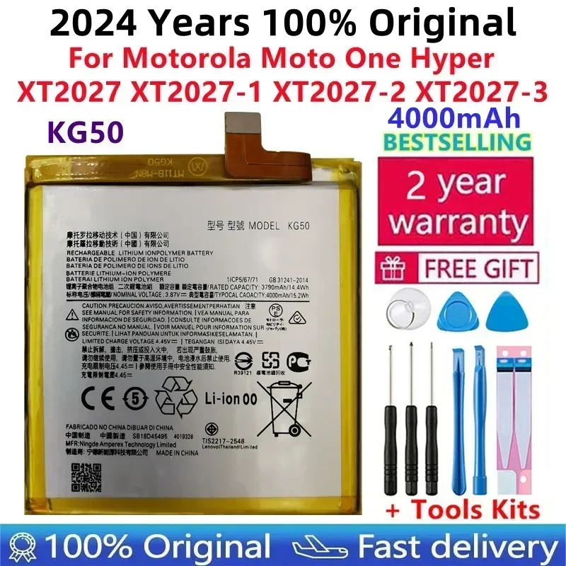 

100% Original High Quality KG50 Battery For Motorola Moto One Hyper XT2027 XT2027-1 XT2027-2 XT2027-3 Batteries + Tools kit