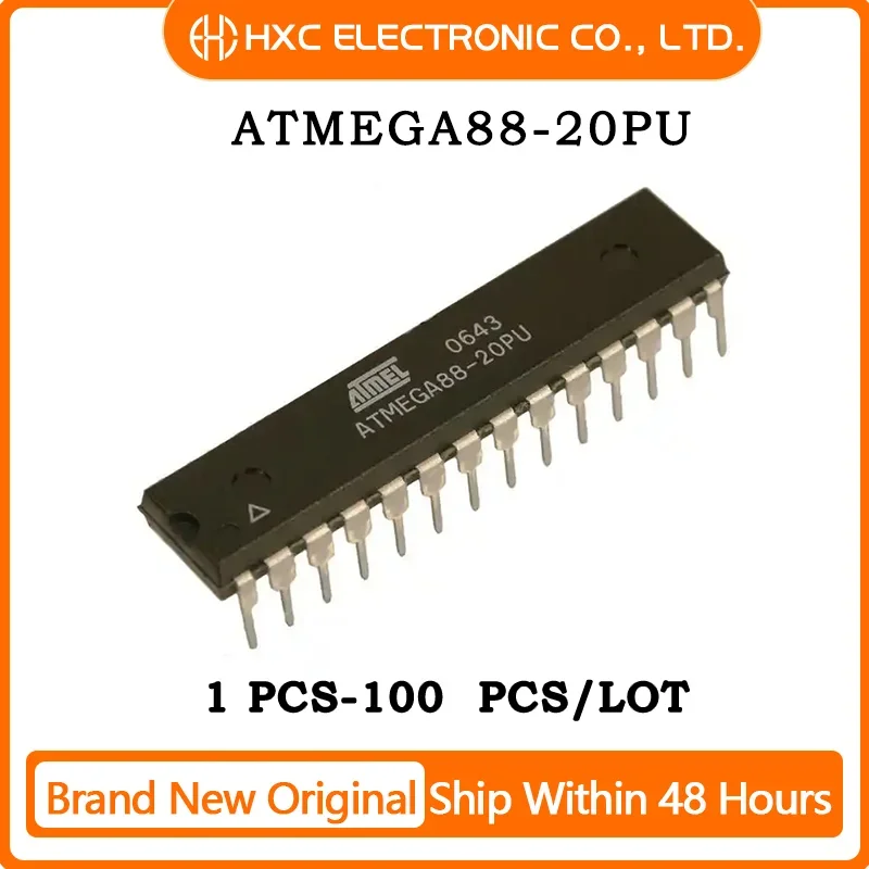 5PCS/10PCS/50PCS/100PCS ATMEGA88-20PU IC MCU 8BIT 8KB FLASH 28DIP Brand New Original IC Chip