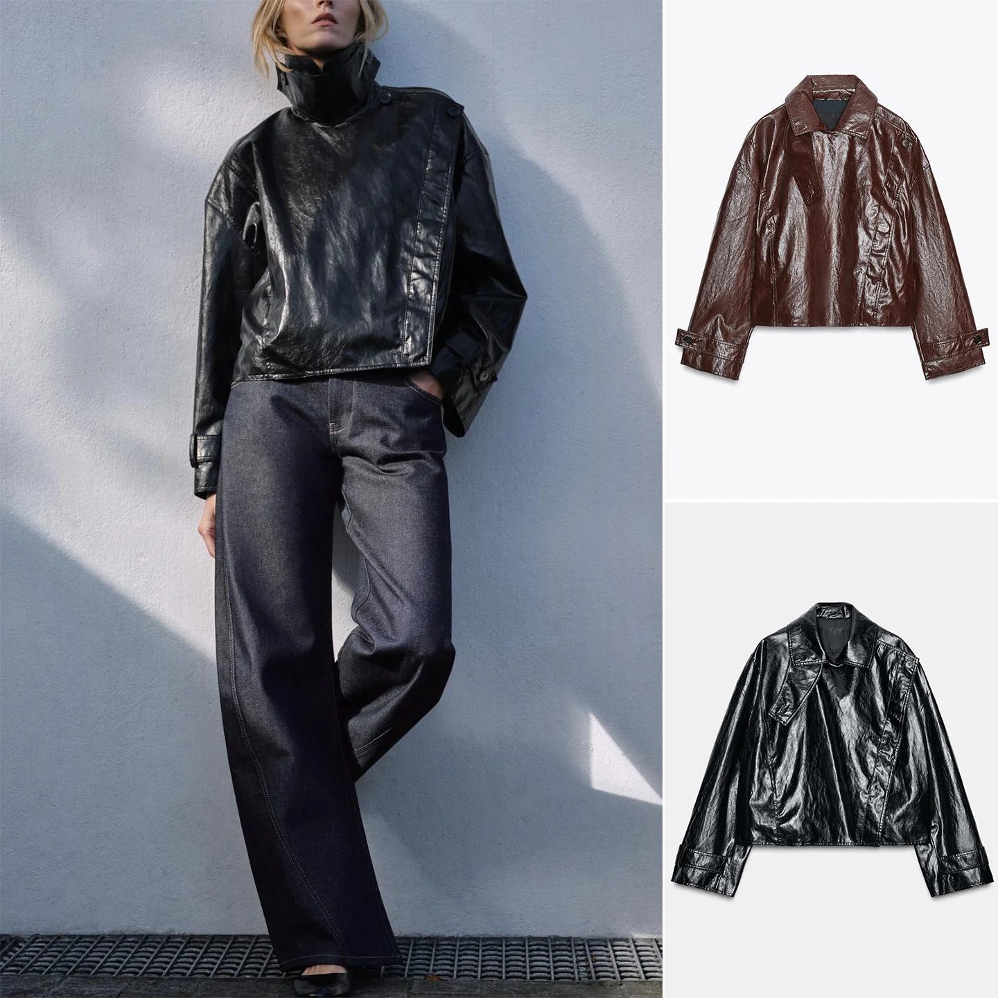 

iny ort Svel, женский коврик-майка, длинный откидной воротник на одной пуговице, осень-зима, новое поступление, кожаный...