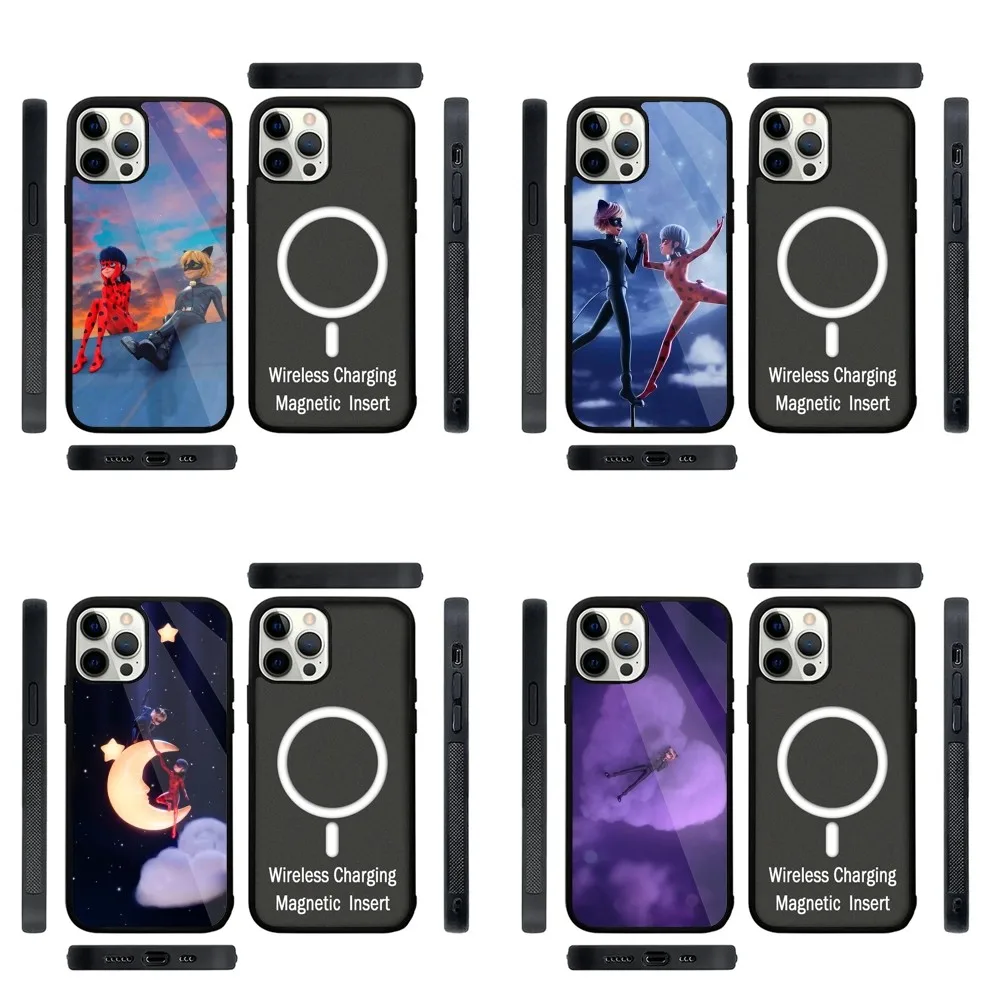 

M-Miraculous Noir-Ladybug Phone Case Strong Magnetic For IPhone16,15,14,13,Pro,Max,Plus,11,12,Mini For Magsafe Wireless Charging