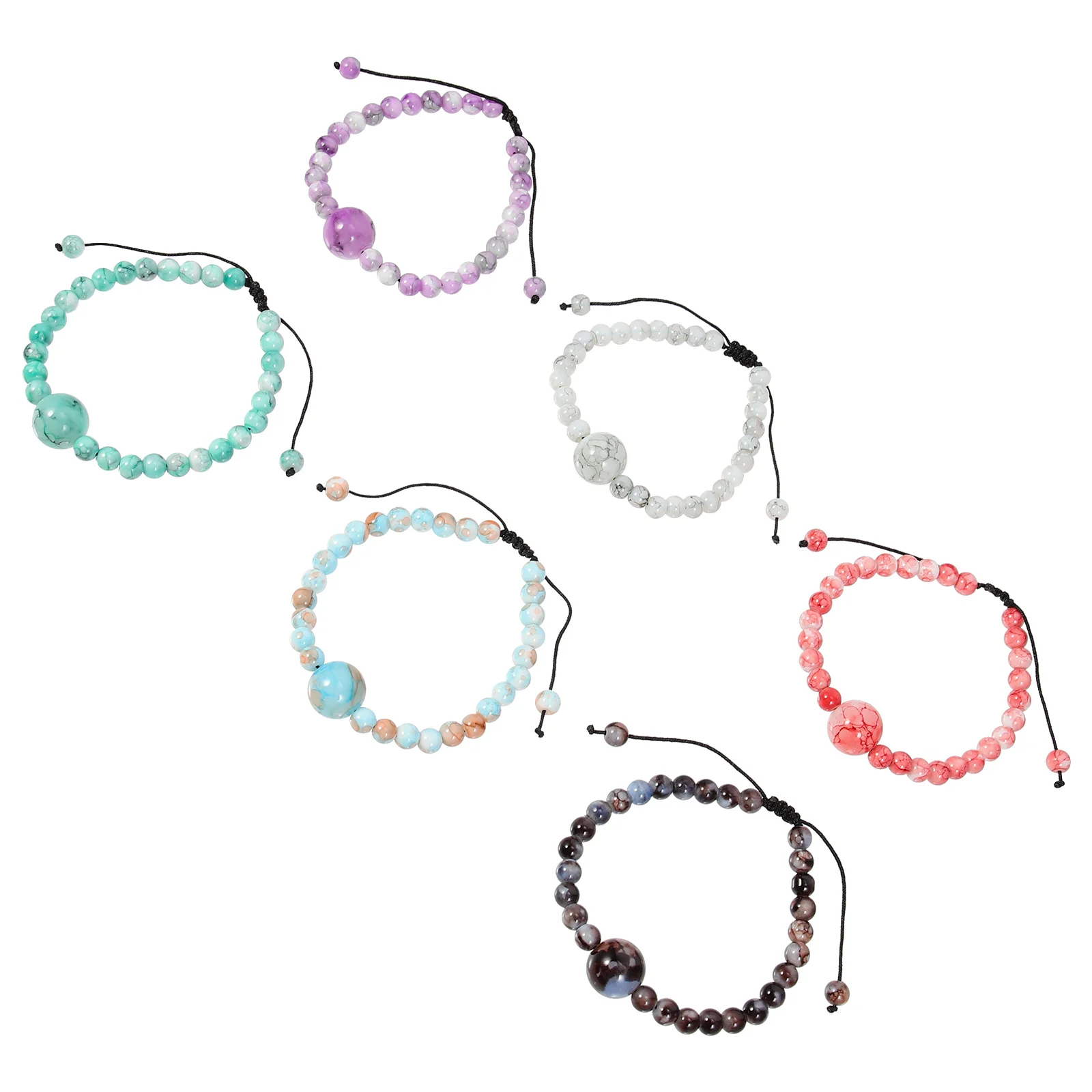 

6Pcs Beaded Wrist Bracelets Glass Bead Adjustable Delicate Hand String Bracelets Wrist Chain Fashion Charm Jewelry
