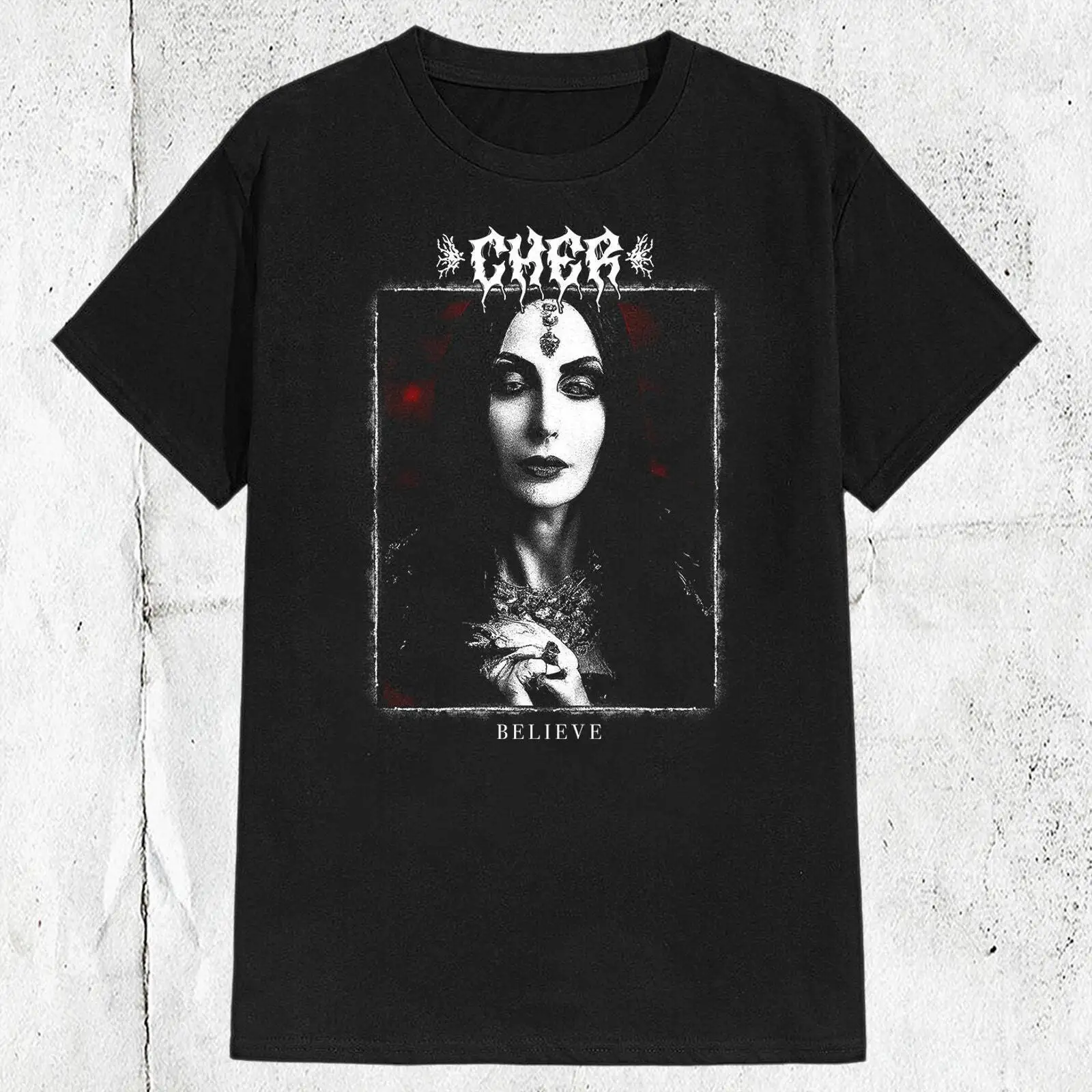 

Винтажная футболка в металлическом стиле Cher Pop Singer