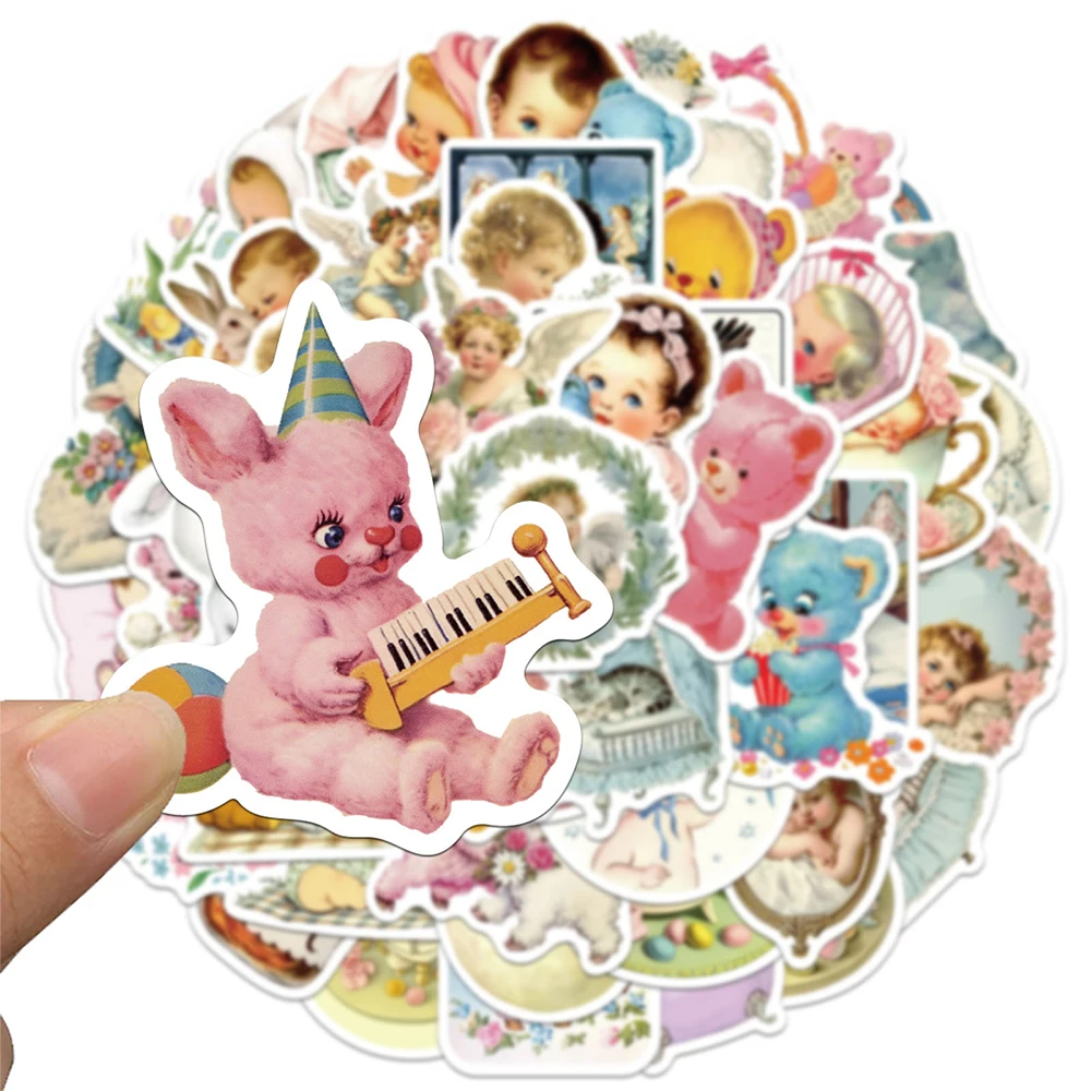 

10/30/50pcs Cartoon Vintage Aesthetic Baby Stickers Cute Graffiti Decals DIY Stationery Phone Guitar Waterproof Kid Sticker Gift