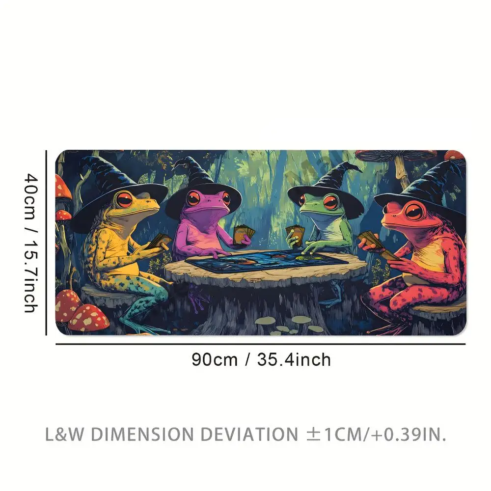 Tapetes de jogos de sapo mágico temático dartfrogs jogando cartas grande mouse pad ultra-suave teclado tapete de mesa com bordas costuradas