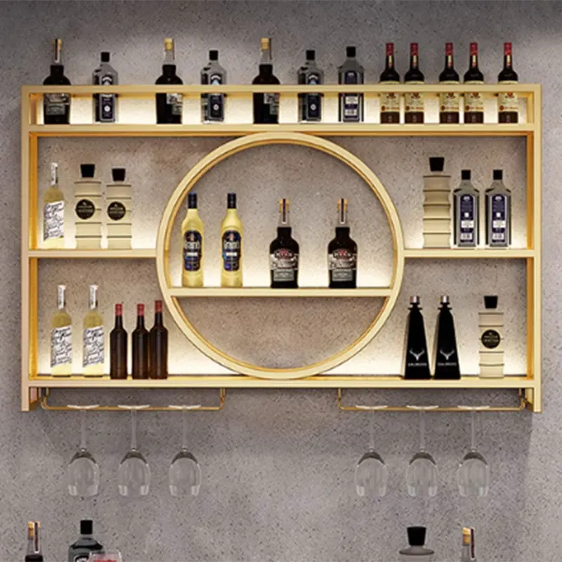 Wall Mount Wine Rack ห้องครัวทองห้องนั่งเล่นจอแสดงผลไวน์ Rack ยุโรปโมเดิร์น Botelleros De Vino เฟอร์นิเจอร์บาร์