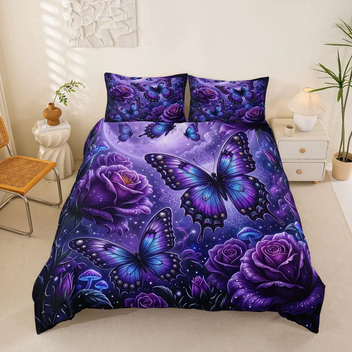 Beautiful Rose Floral Duvet Cover Garden Flowers Bedding Set Microfiber Comforter Cover Twin Full For Kids Teen Adult Room Decor